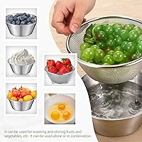 Vista 4 de Baderke 2 Pcs Mini Colander & Food Strainer 304 Stainless Steel Small Mixing Colanders Bowl Rice Strainer for Kitchen Cooking Fruit Washing