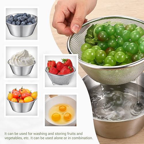 Miniatura 4 de Baderke 2 mini coladores y coladores de alimentos de acero inoxidable 304, coladores pequeños para mezclar, colador de arroz para cocina, cocina,