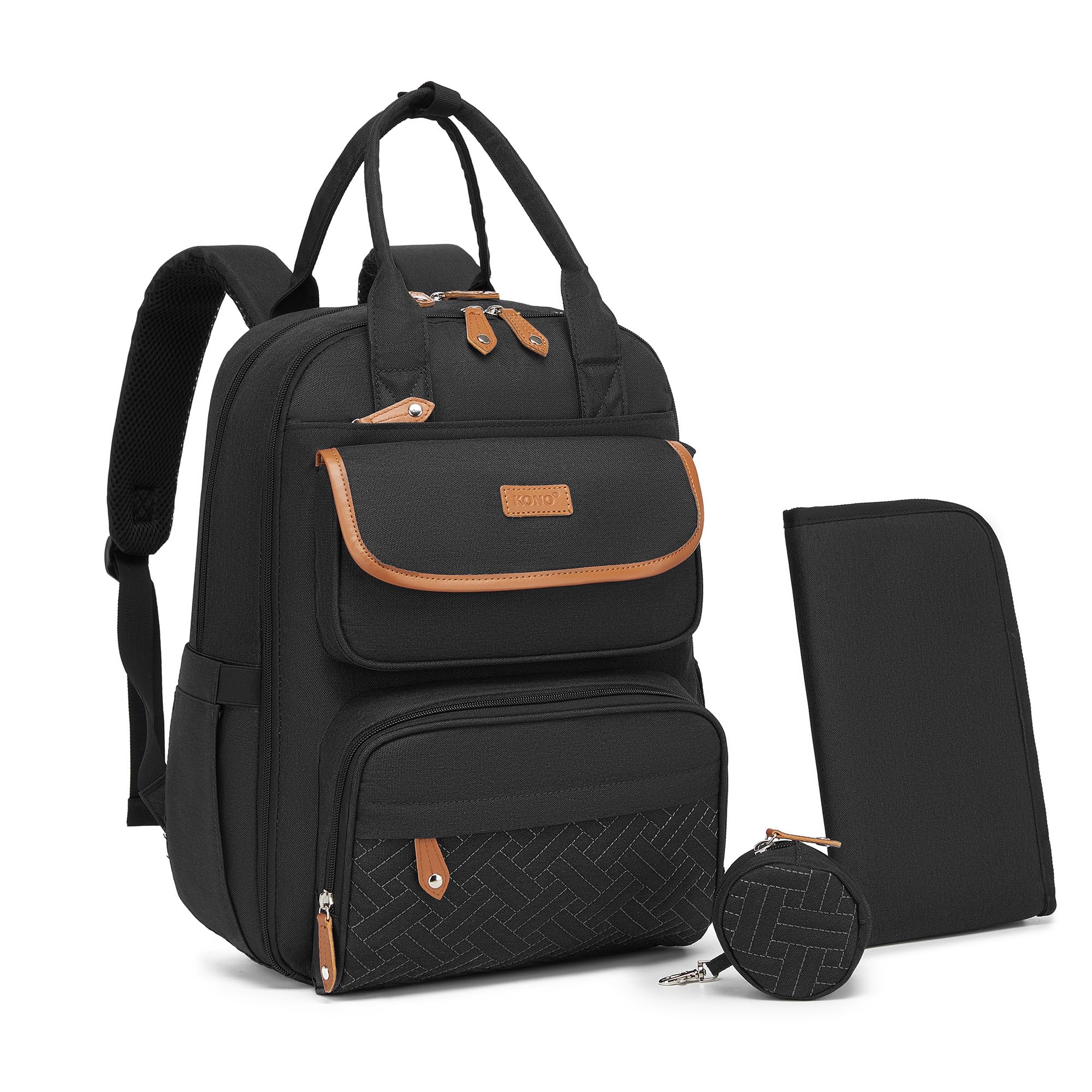 KONO Wickeltasche Rucksack Groß Wickelrucksack Diaper Bag für Mama Papa