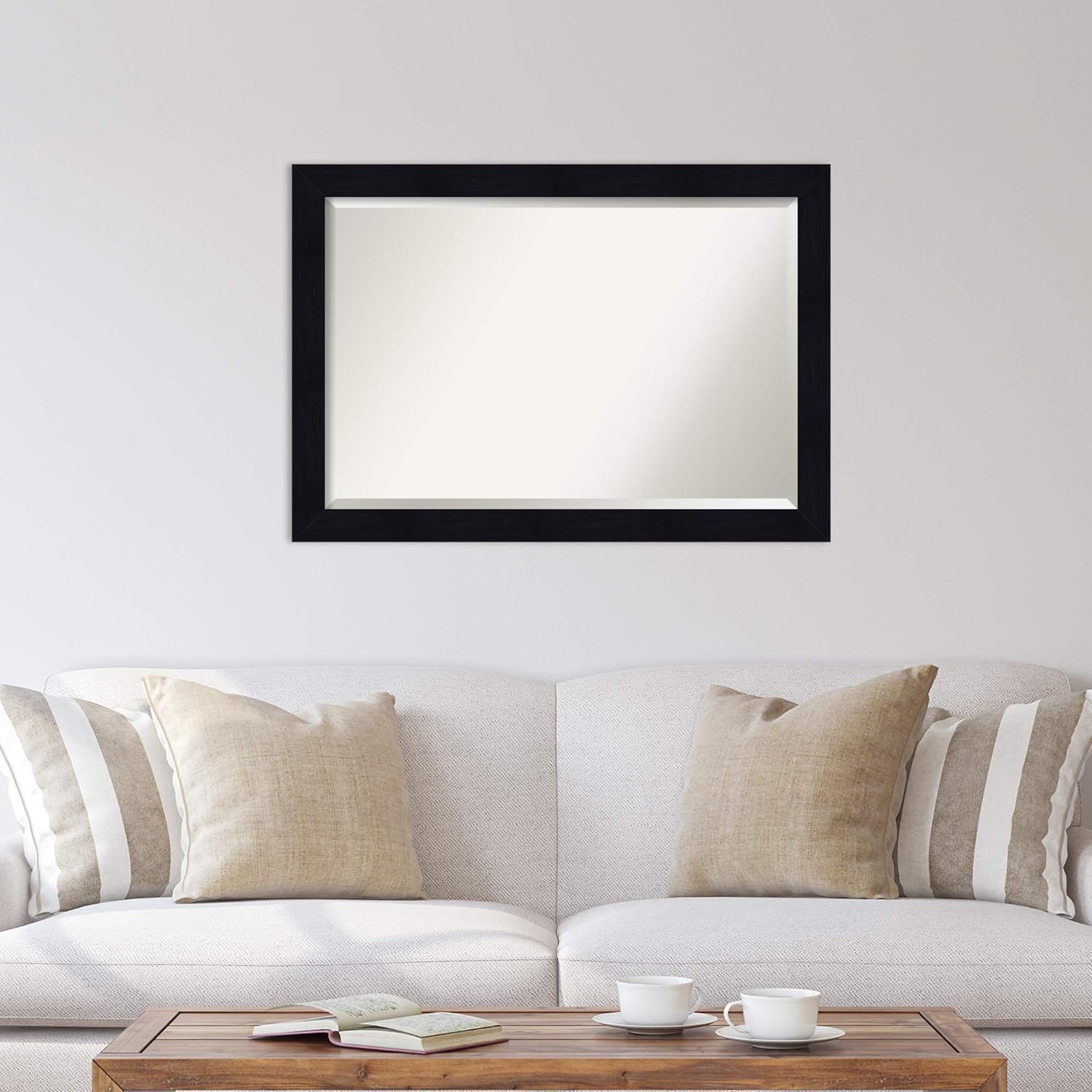 Amanti Art Blue Wall Mirror 28x40 Shiplap Navy Rectangle Bathroom Mirror for Wall Decor Living Room, Large Country Rustic Wood Frame, Hangs Horizonally and Vertically, Bathroom Decor, Beveled Edge
