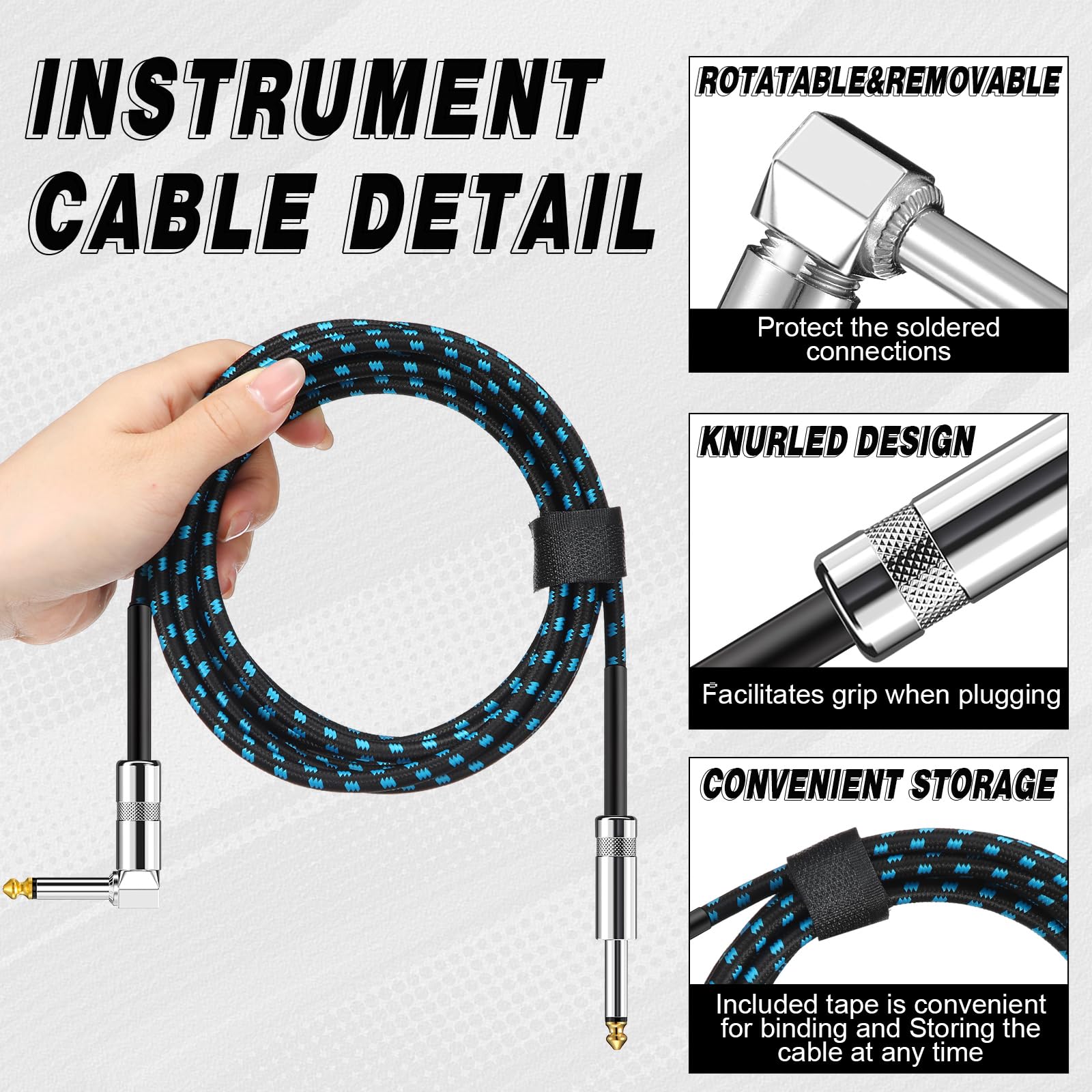 Rigibright Kabel instrumentalny 2,5 m – gitara, bas, klawiatura, mikrofon i przewód wzmacniacza miksera (wielokolorowy)