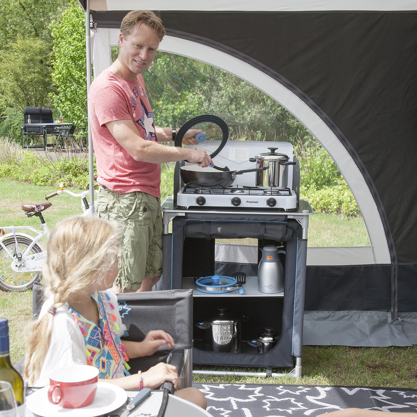 Bo-Camp Moraine składane pudełko na kemping, do kuchni, ochrona przed wiatrem, aluminium