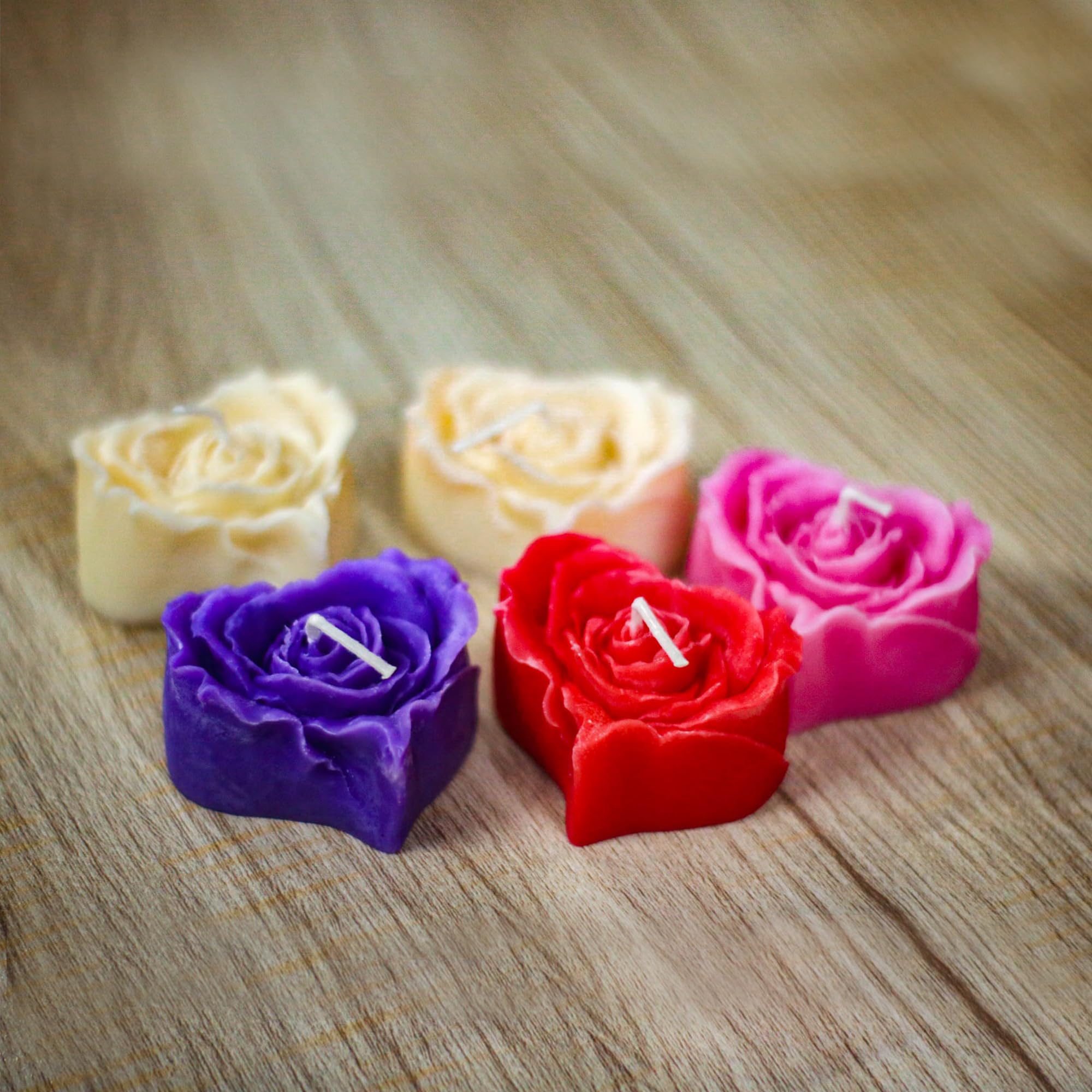 Urban Posh – 5-Piece Heart Flower Scented Candle Set – Romantic Aromatherapy Candles – Handmade Decor for Home, Weddings, Spa, Valentine’s Day & Gift Giving