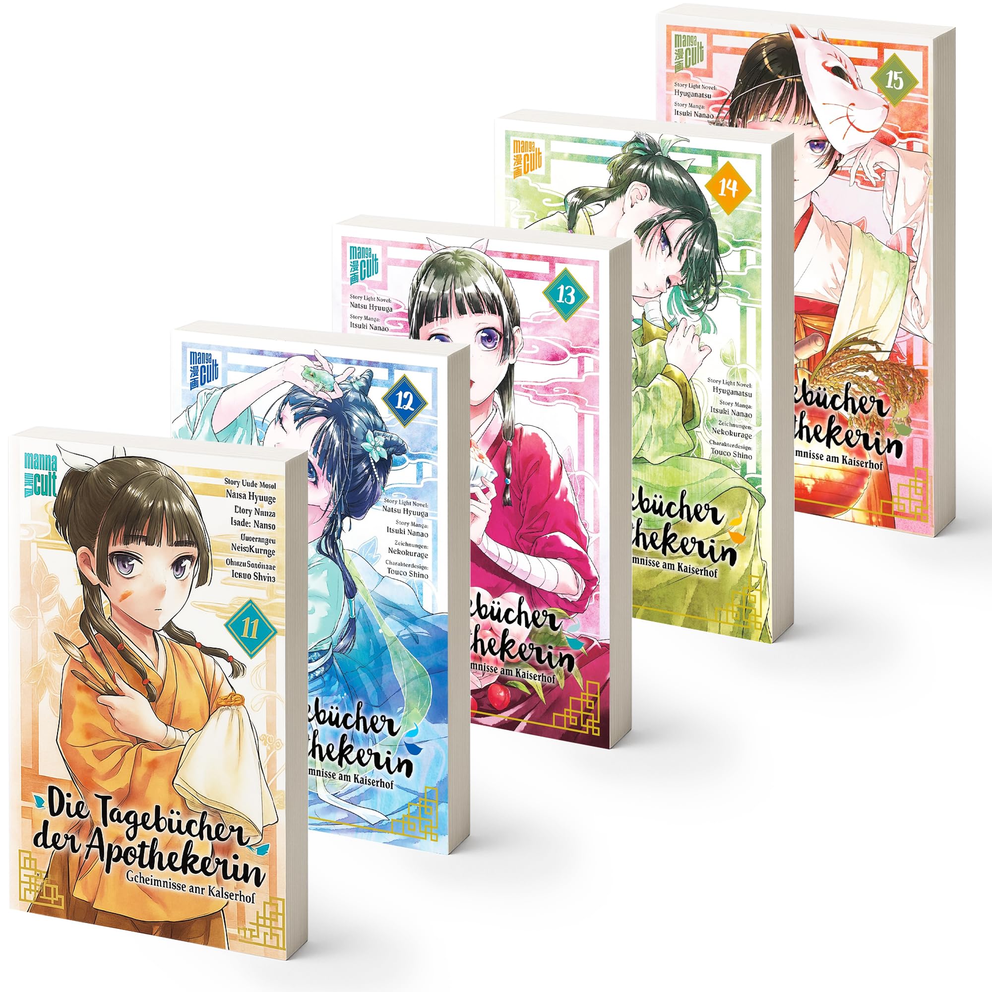 Die Tagebücher der Apothekerin Band 11-15 Bücherset – Natsu Hyuuga, Itsuki Nanao & Touco Shino – Maomao's Geschichten vom Kaiserhof – Romanreihe inkl. exklusivem Lesezeichen – Manga Light Novel