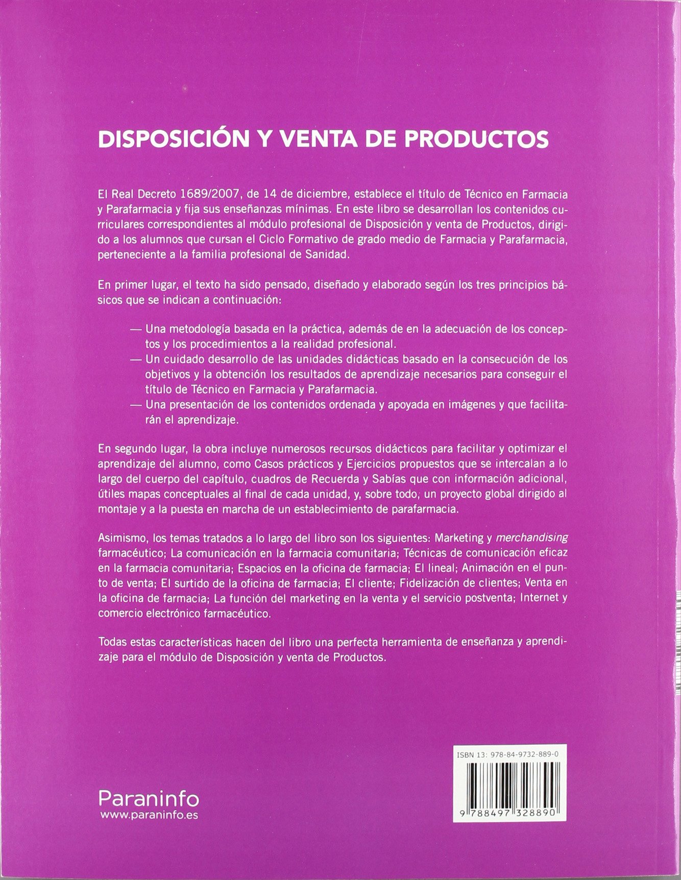 Disposición y venta de productos (Sanidad)