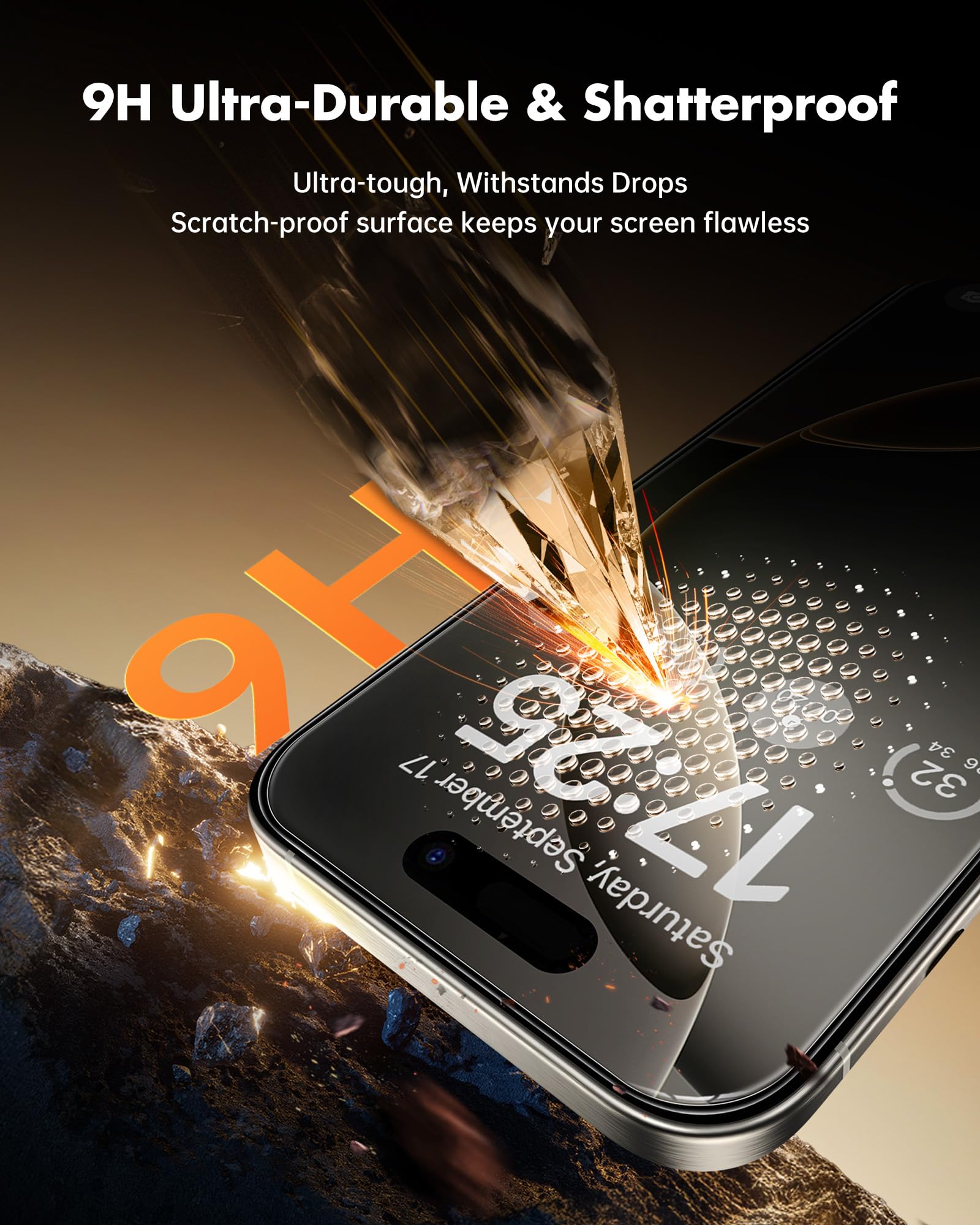 Protector De Privacidad 25° Para IPhone 16 Pro, Vidrio Templado 9H, Fácil Instalación, Pack De 3