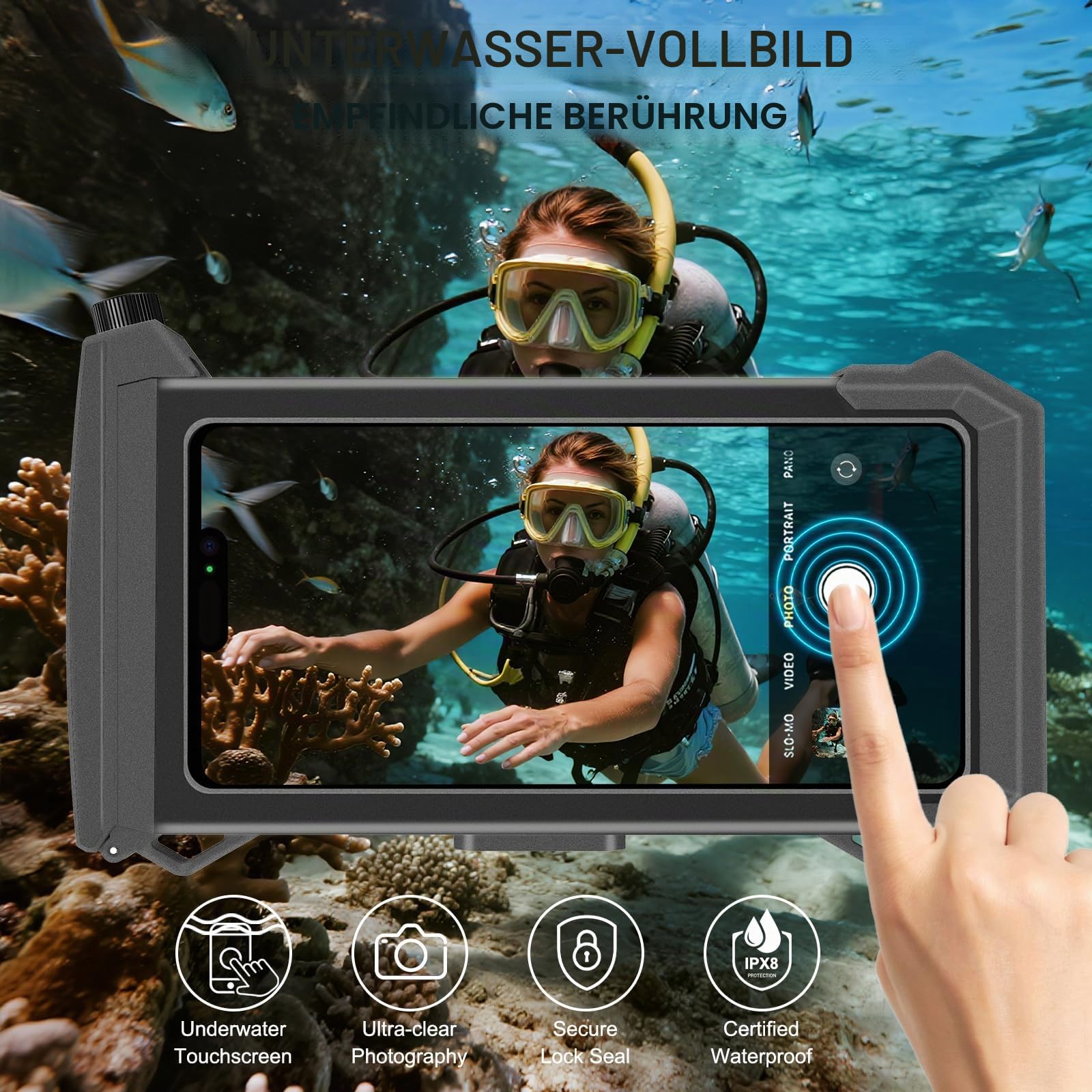 Wasserdichte Handyhülle 7.0 Zoll Unterwasser Wasserfeste Handy Wasserschutzhülle Handytasche Wasserdicht Schwimmen Baden für iPhone 17 Pro 17 Air 17 Pro Max 16e 16 Pro 16 15 14 13 Pro Max 15 14 Plus