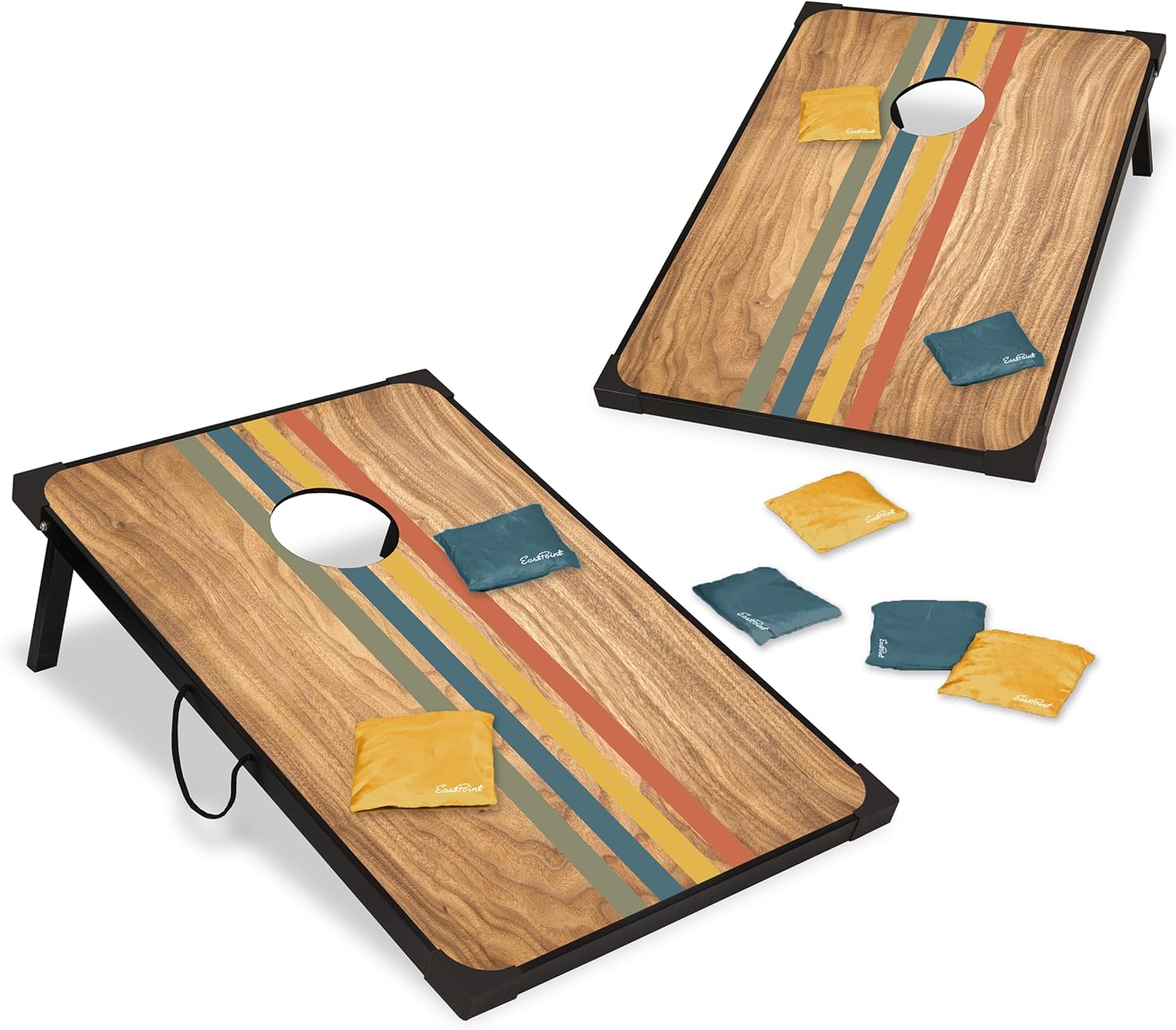 EastPoint Sports 2' x 3' Cornhole Game Set with 8 Bean Bags – Portable Bean Bag Toss Boards with Built-in Storage, Carry Handles & Durable MDF Construction – Tailgate, Backyard, Beach & Party Game