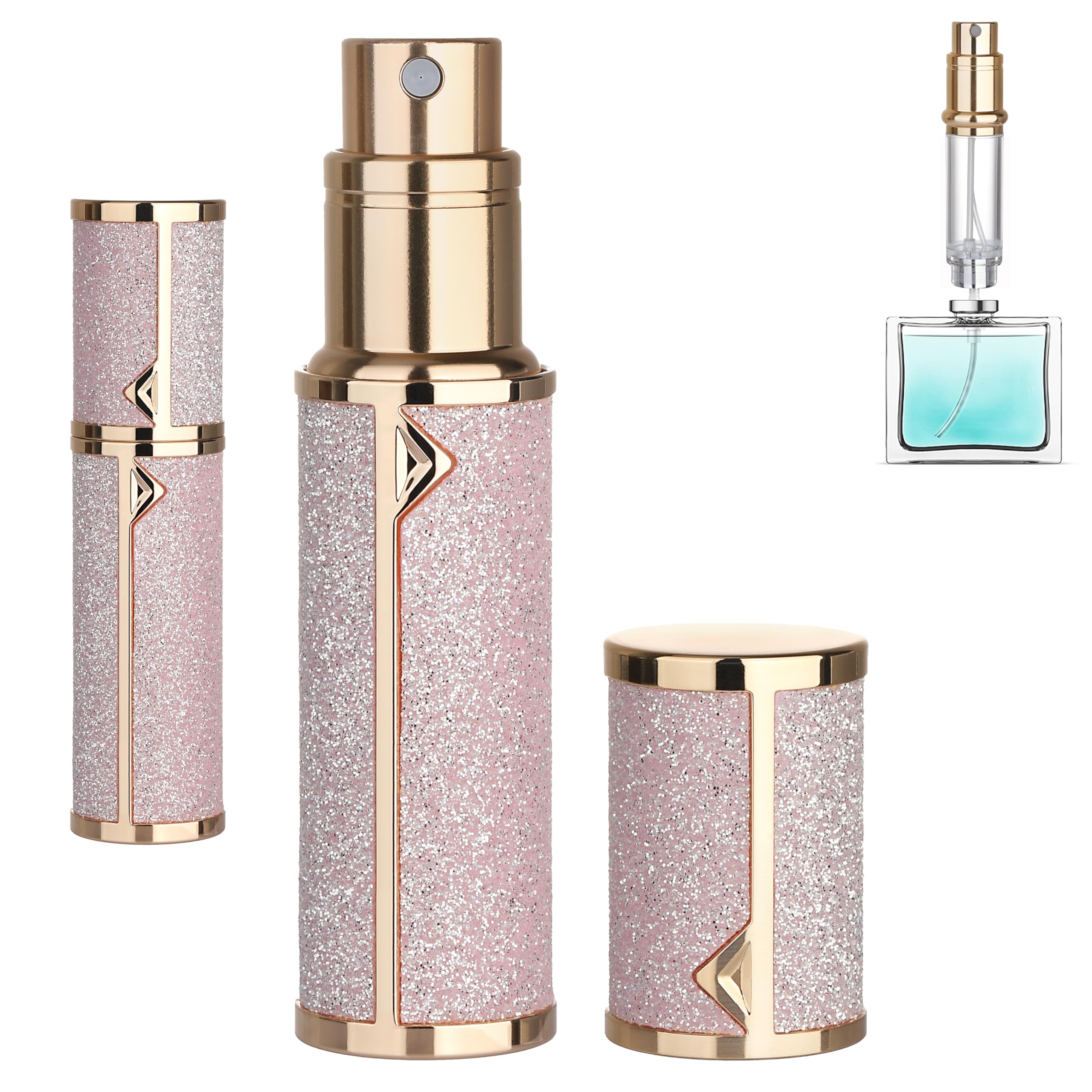 Qavhun Refillable Travel Perfume Atomizer Bottle - 5ml Luxury Pocket Perfume Dispenser Pump, Travel Perfume Atomiser, Cologne Dispenser, Portable Size