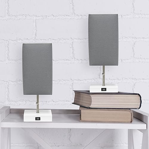 Miniatura 4 de Simple Designs LC2004-GOW-2PK Puerto de carga USB, paquete de 2 lámparas de noche, blancogris