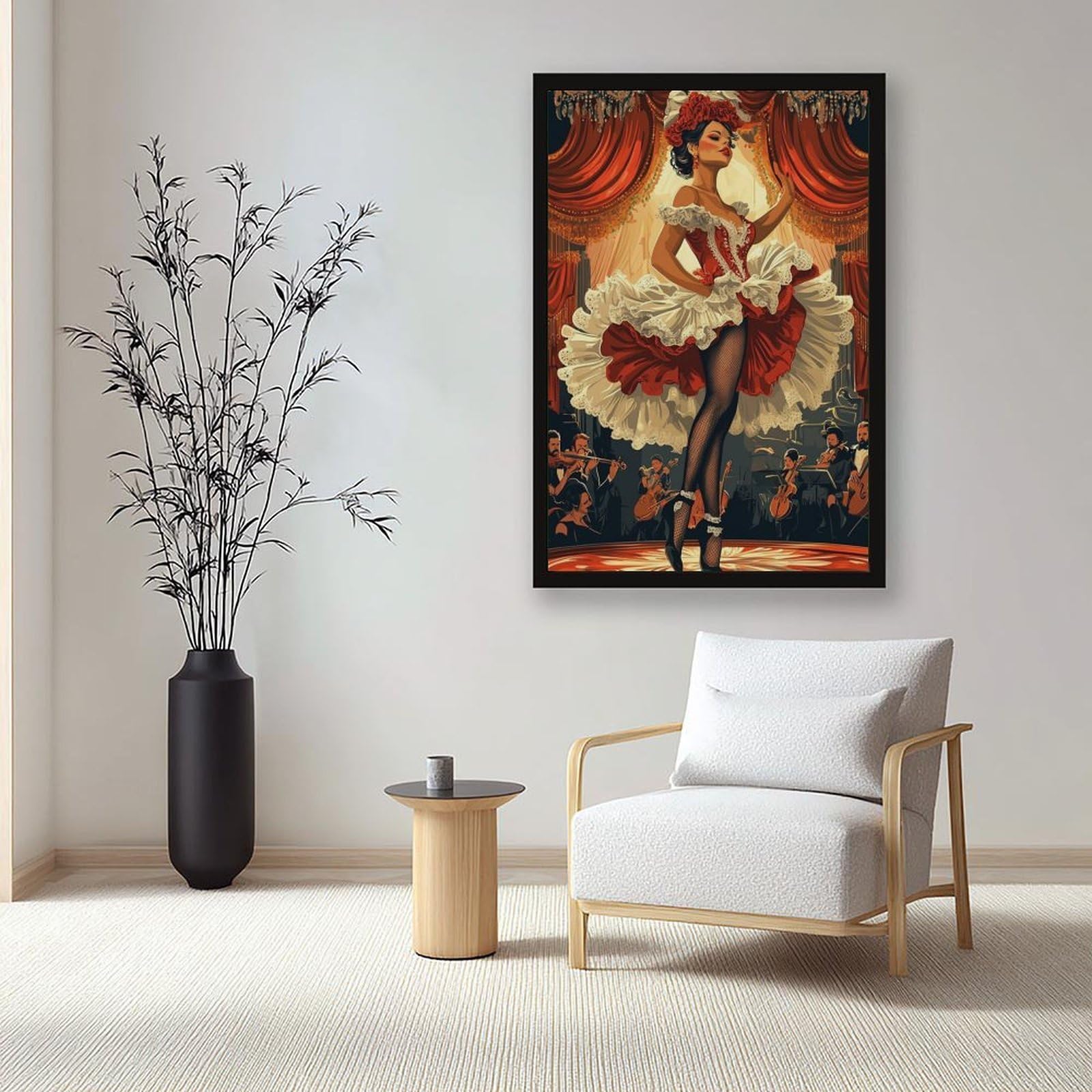 LXWNZE Cabaret parigino, poster artistico su tela con danza francese Cancan, decorazione per camera da letto, ufficio, stanza, regalo, 61 cm L x 91,4 cm W