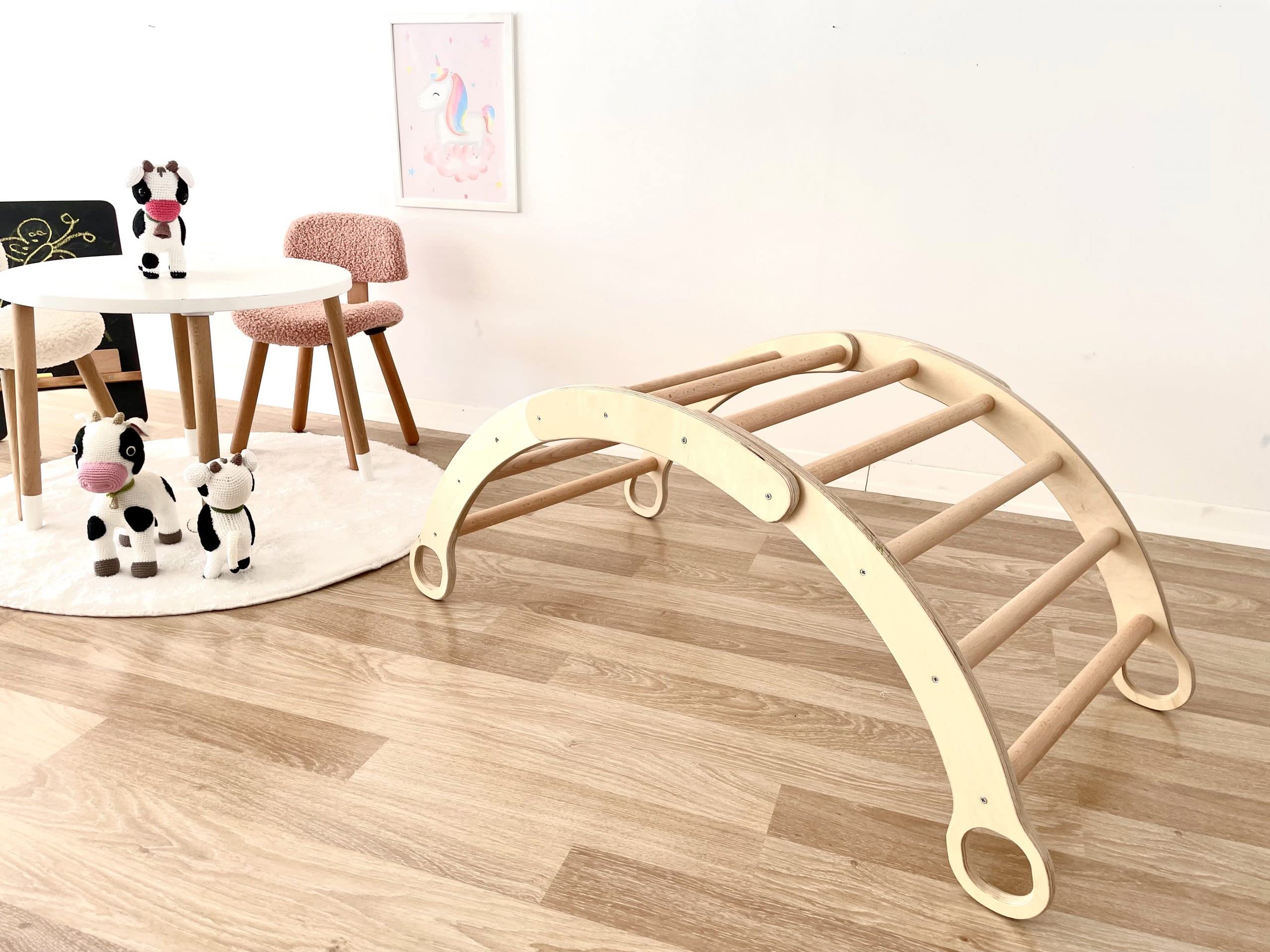 Set Montessori Arco Di Arrampicata In Legno + Cuscino | Gioco Sviluppo Bambini - Foto 3