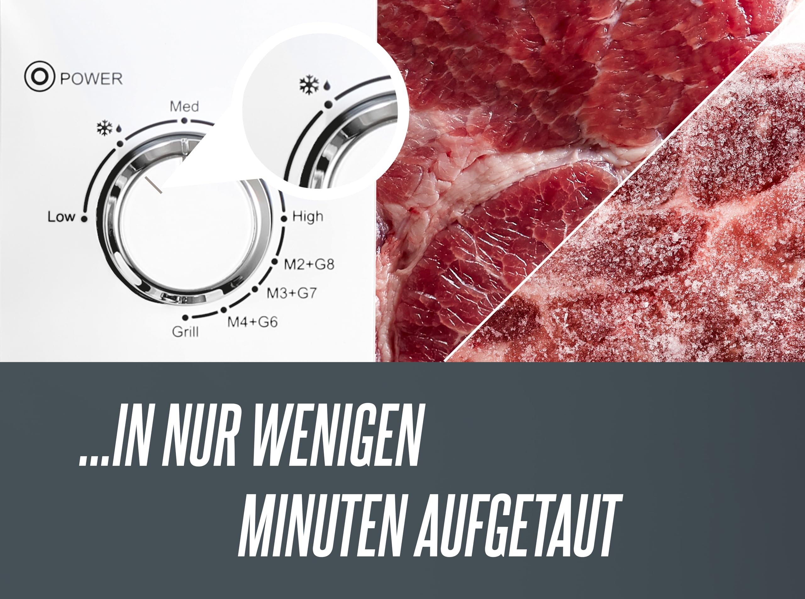 HEINRICHS Mikrowelle, kompakte Mikrowelle, 20L Volumen, 9 Leistungsstufen, inkl.35min. Timer, Defrost Funktion, Innenraumbeleuchtung, 360°Drehteller, mit Grillfunktion, 800W Leistung, Heinrich´s(weiß)