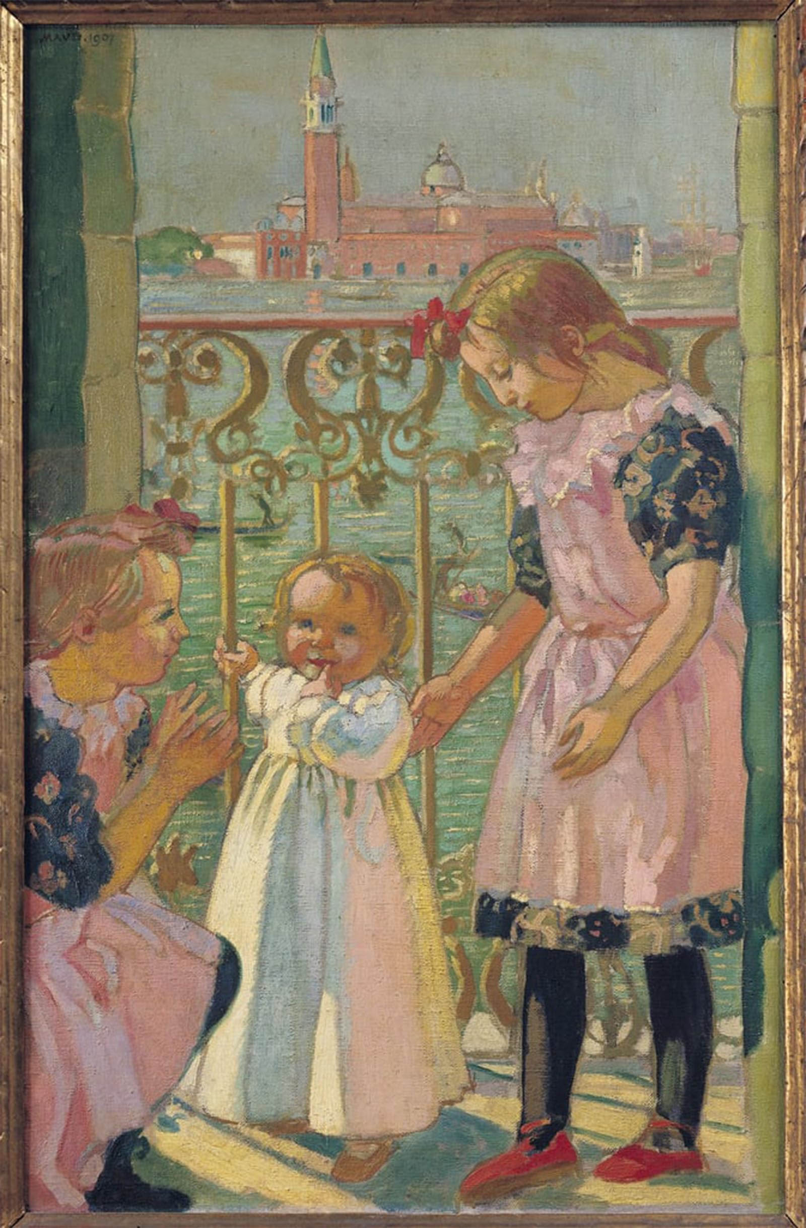 SERENDIPITP Retro Picture Poster Wall Art Pictures Painting on a Venetian Balcony by Maurice Denis Wall Art Canvas Print for Wall Decor 60x90cm