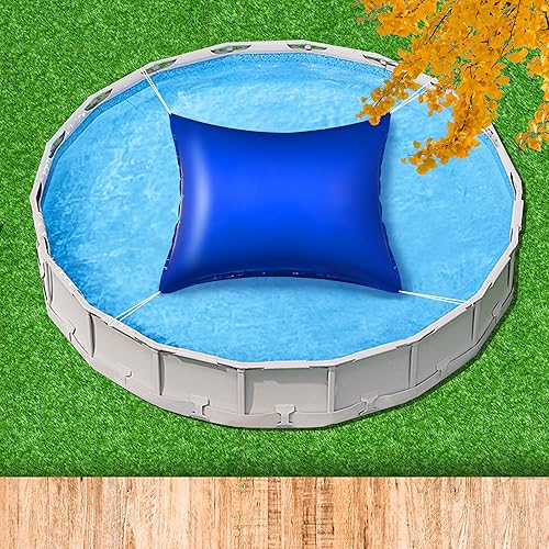 Vista 13 de Sfcddtlg 2 almohadas de aire de piscina para piscinas sobre el suelo, 4 x 4 pies, almohada redonda de invierno para piscina, almohada de aire 2