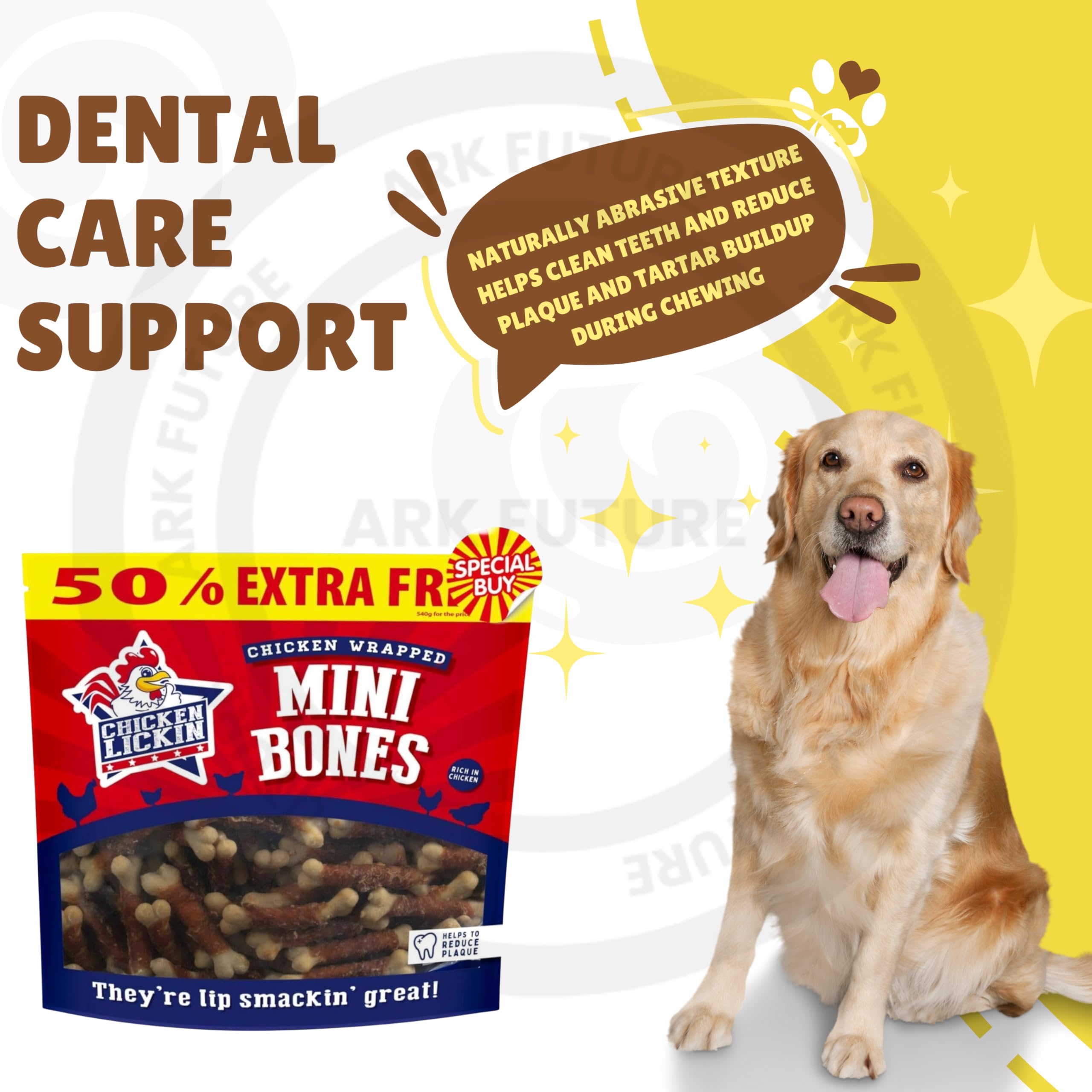 Ark Future Chicken Wrapped Mini Bones Dog Treats for Dogs, 540g Pack, Rich in Chicken, Low Fat, Helps Reduce Plaque - Image 2