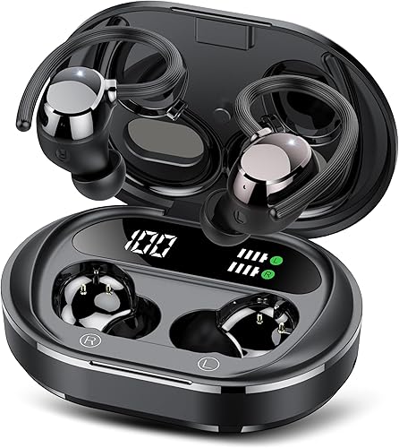 Miniatura 1 de Auriculares Bluetooth inalámbricos Bluetooth Auriculares deportivos con gancho para la oreja Pantalla LED de graves profundos IPX7 Impermeable ENC