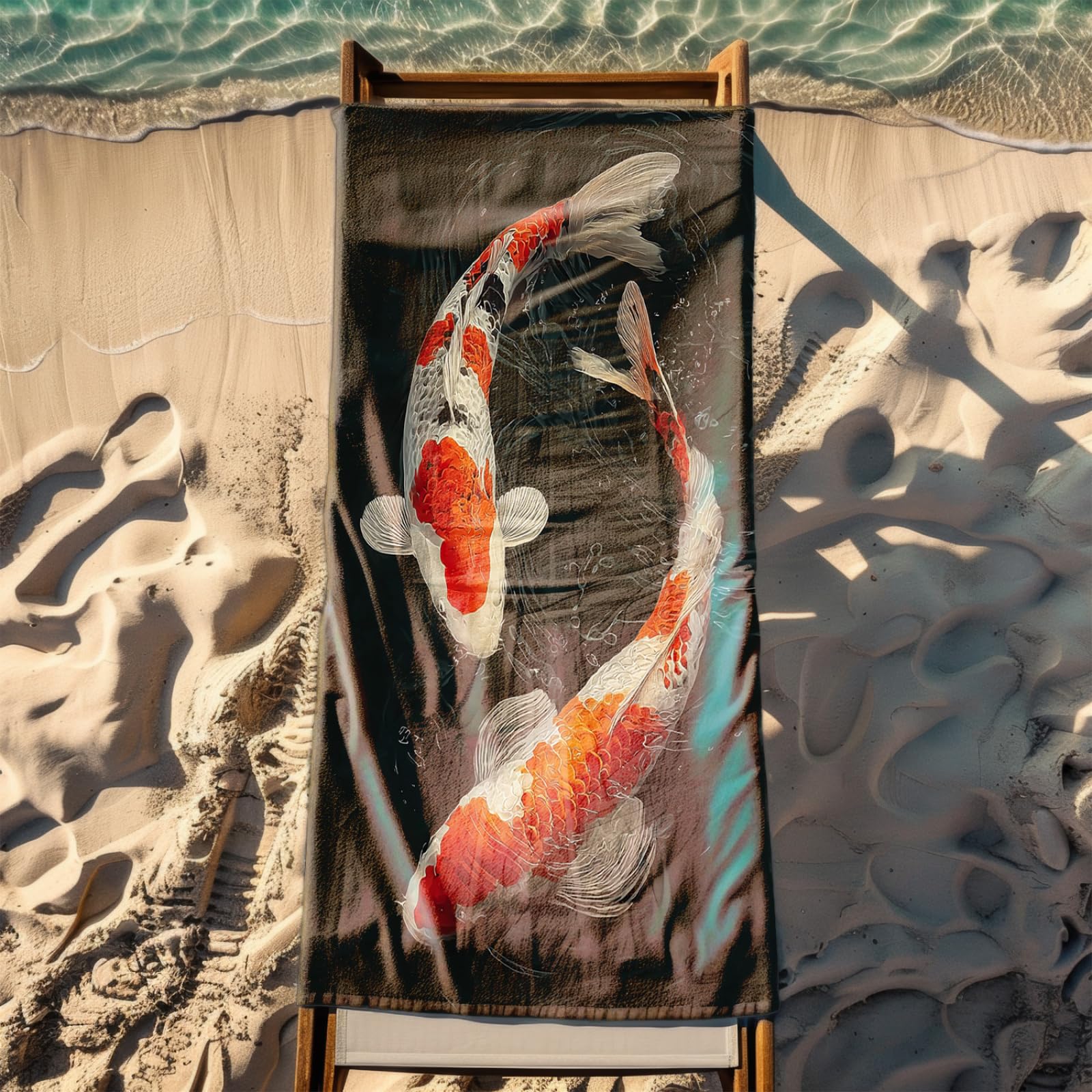 Générique Serviette Microfibre Plage Poisson Rouge Blanc