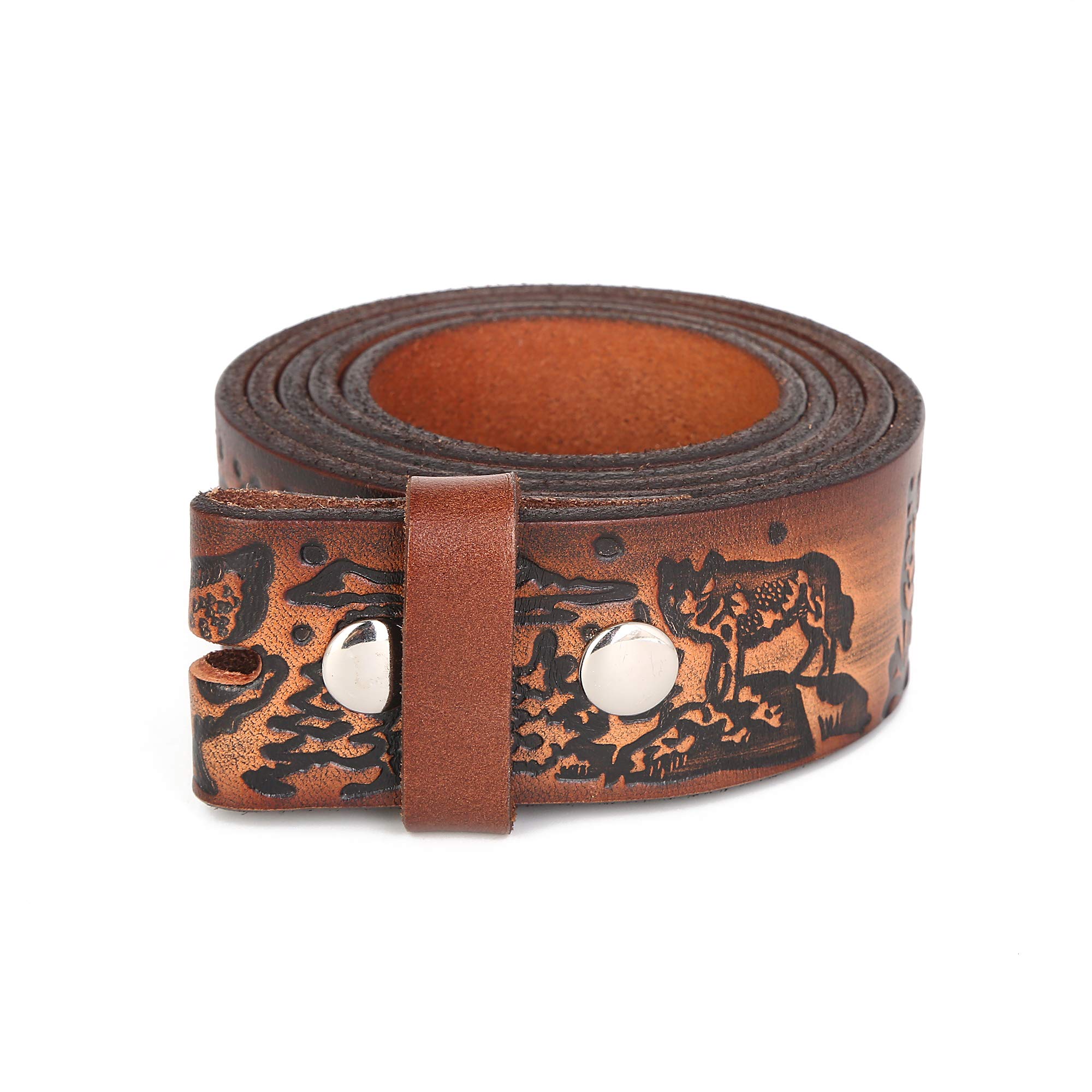 Gelante Sangle de ceinture en cuir pleine fleur véritable sans boucle de ceinture
