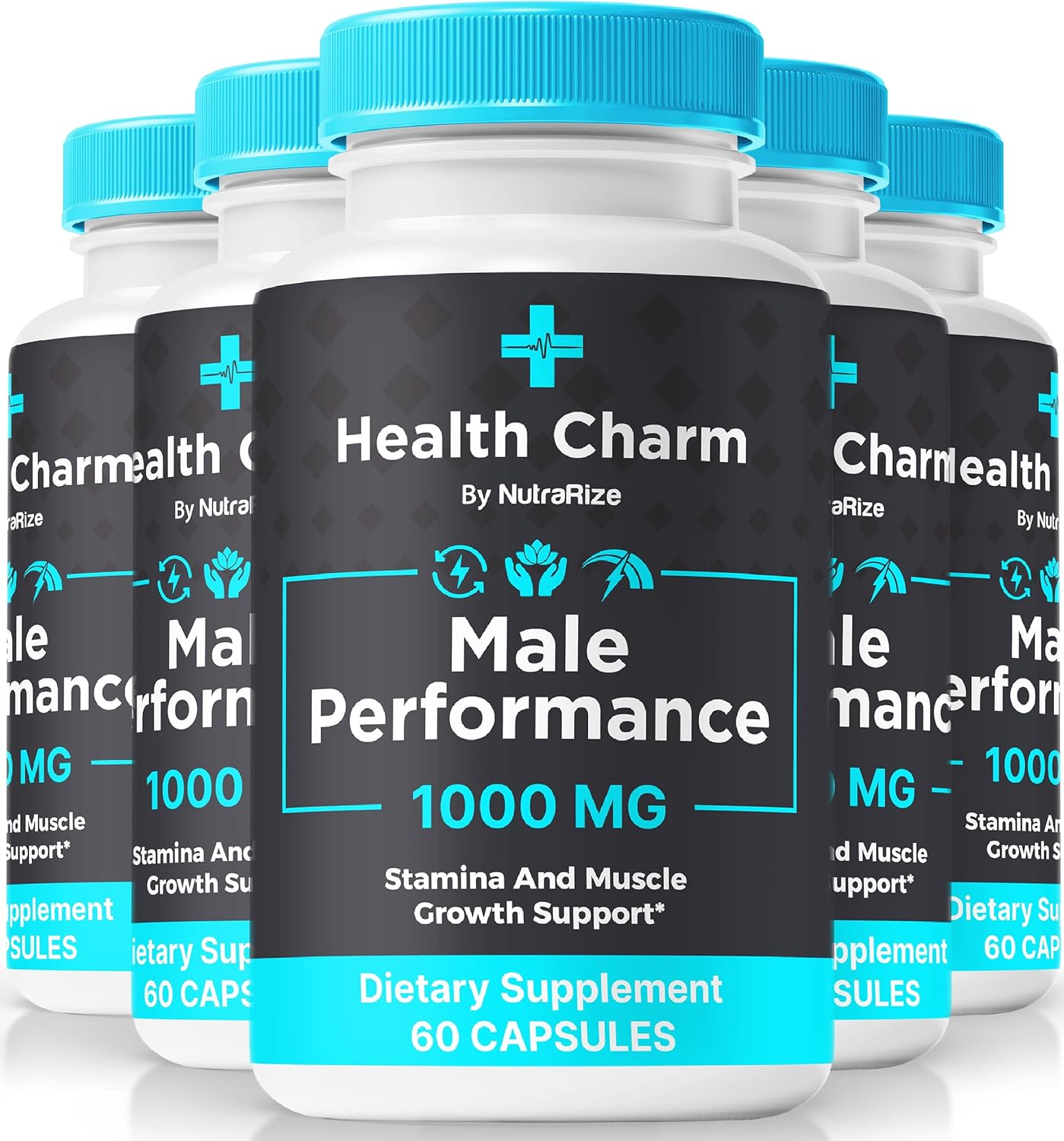 (5 Pack) Health Charm Pills, Official Health Charm For Men, Health Charm Male Capsules, All Natural Formula To Support Blood Flow & Energy Levels, Premium HealthCharm Pastillas (300 Capsules)