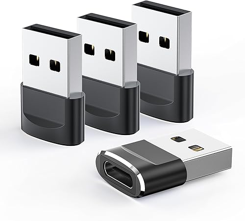 JingLeXin Adaptador USB a USB C, paquete de 4, cargador USB C hembra a macho tipo C convertidor para Apple Watch Ultra iWatch 7 8 SE, iPhone 14 13