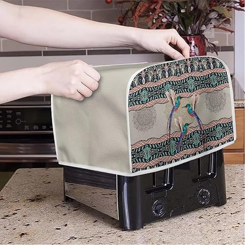 Miniatura 3 de Cubierta para tostadora de 2 rebanadas de estilo étnico de colibrí para cocina, lavable, cubierta para hacer pan, resistente a las manchas, azteca