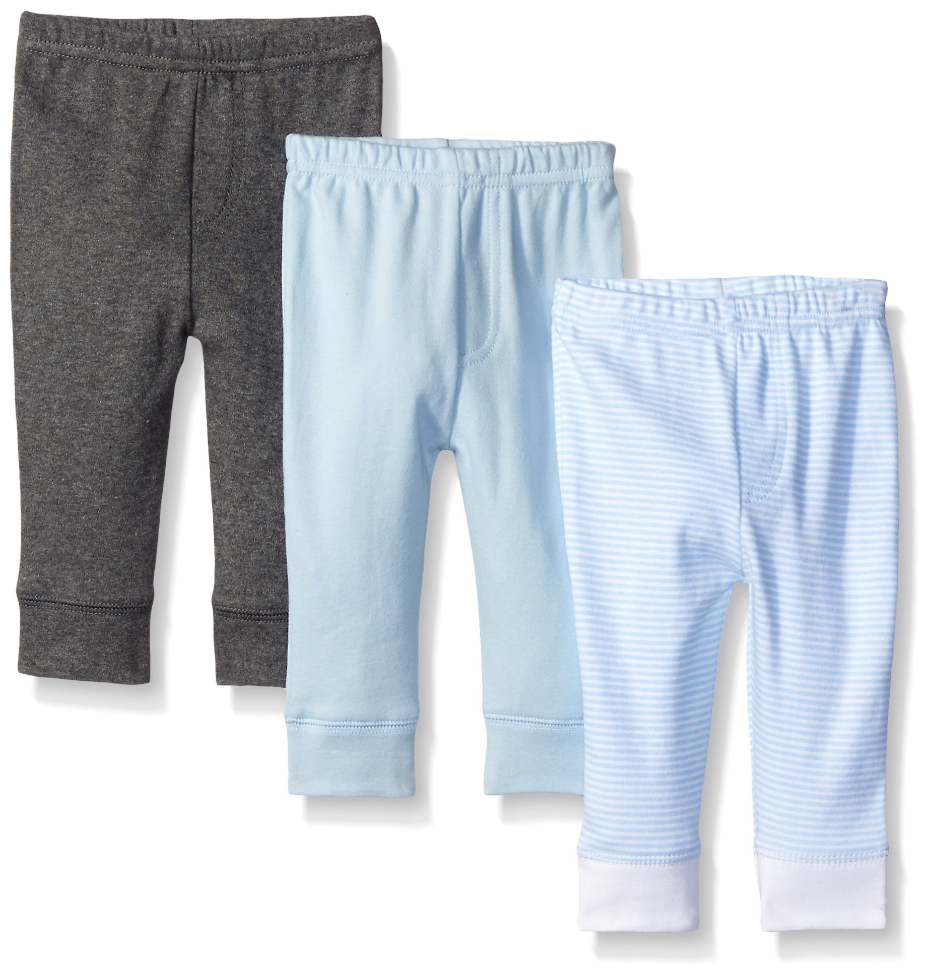 Luvable Friends Dziecięce spodnie chłopięce 32174_LightBlueStripe_18-24M, Lt niebieskie paski 3-pak, 18-24 miesiące (opakowanie 3 szt.)