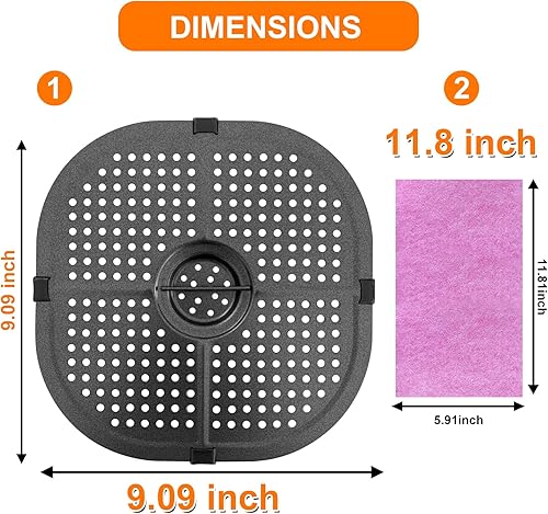 Miniatura 2 de Repuesto de sartén para freidora de aire COROSI 5QT Instant Dreo Air Freidora, piezas de repuesto para freidora de aire antiadherente cuadrada de