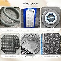 Vista 6 de Lavadora portátil de 17.7 libras, lavadora portátil completamente automática para apartamentos, 10 programas de lavado, lavadoras pequeñas