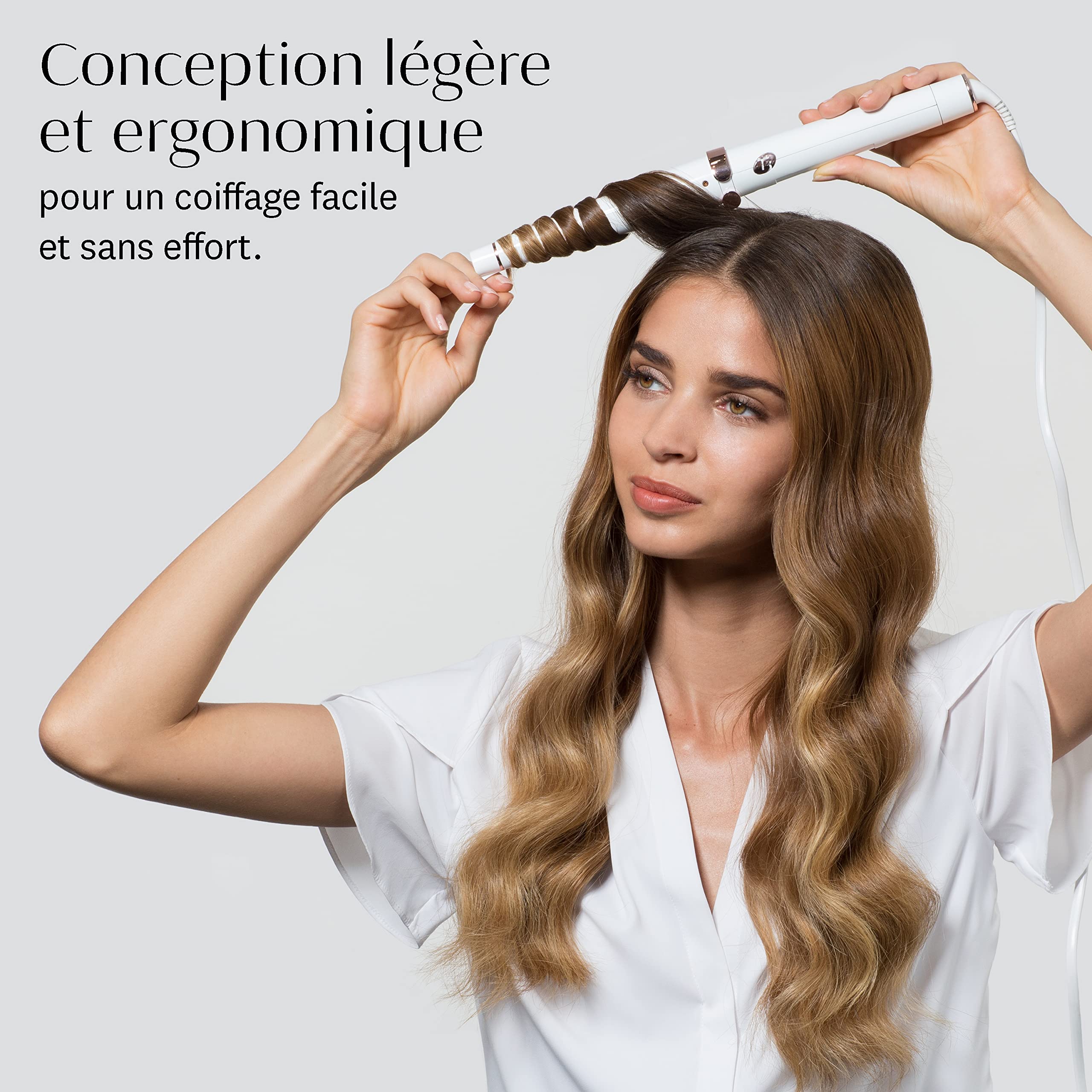 T3 Single Pass Wave 19 mm32 mm Baguette de Coiffage Conique Professionnelle avec cinq réglages de Chaleur et Baguette en Alliage Céramique Spécial pour des Ondulations Brillantes et Durables