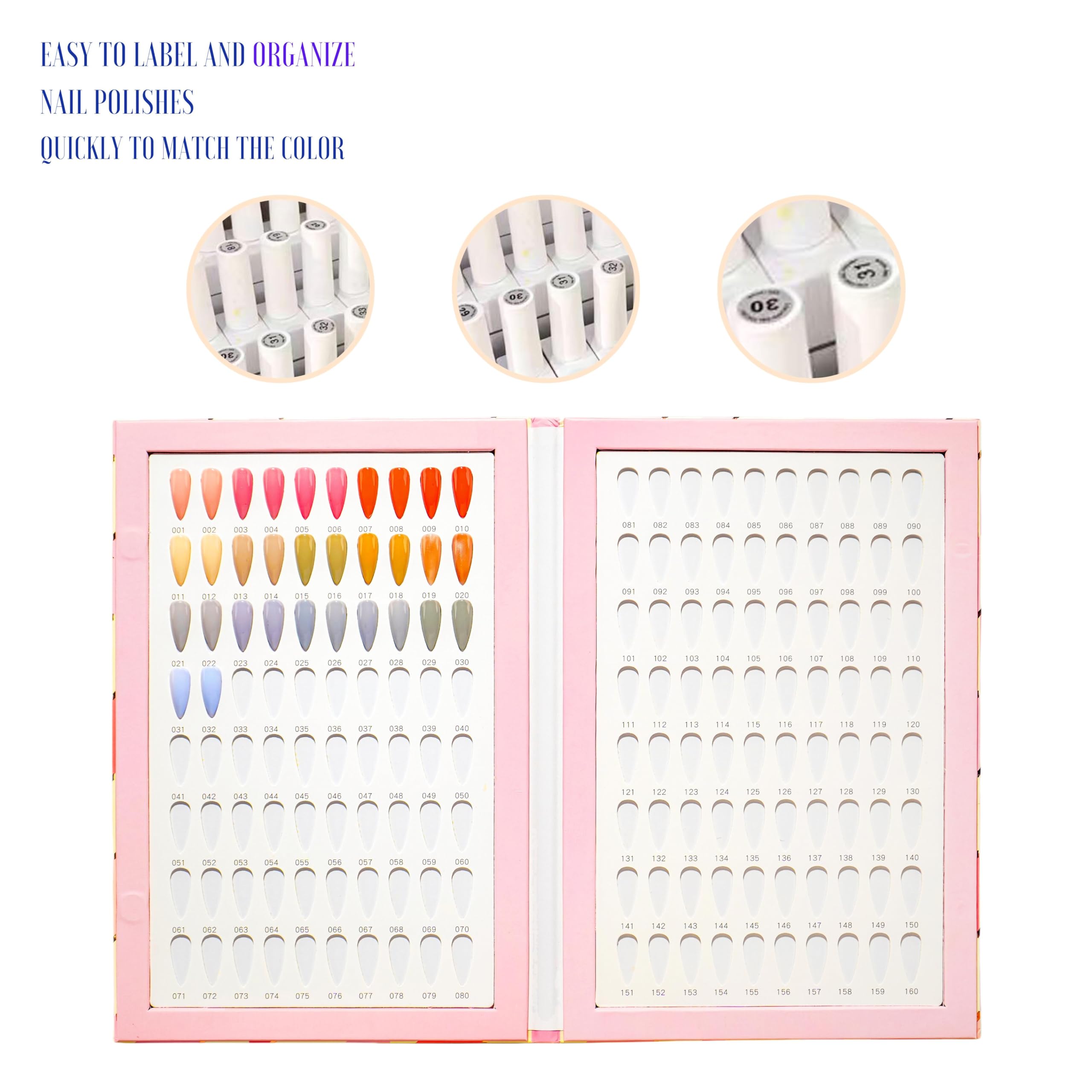 Acycoin2A Nail Colour Chart with 160 Colours and 240 Nail Tips, Colour Chart for UV Gel Nail Polish (B), 160 colors, 0 ml (Pack of 240) - Image 3