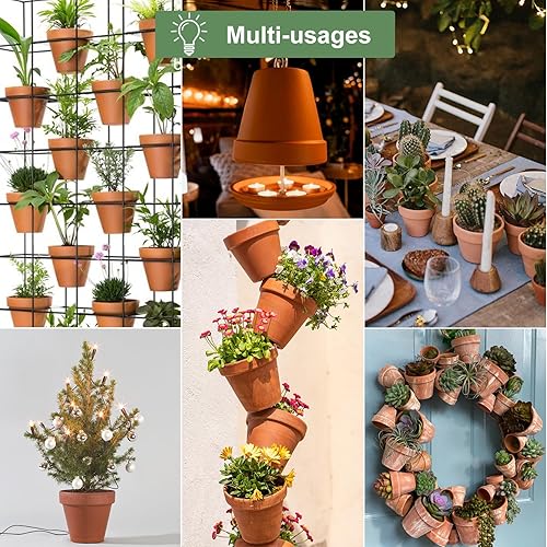 Miniatura 5 de Orceler Macetas de terracota y arcilla de 6 pulgadas para plantas con platillo, macetas medianas de terracota con orificio de drenaje, maceta con