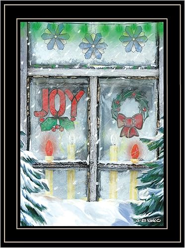 Christmas Decorations, Christmas Joy by Ed Wargo Ready to Hang Framed Print, Black Frame