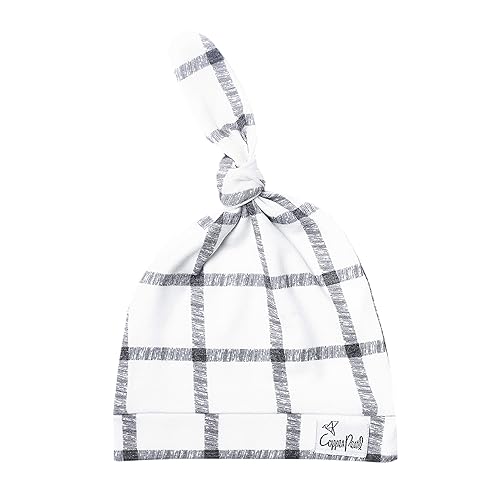 Gorro de bebé con nudo superior elástico suave "Ledger" por Copper Pearl