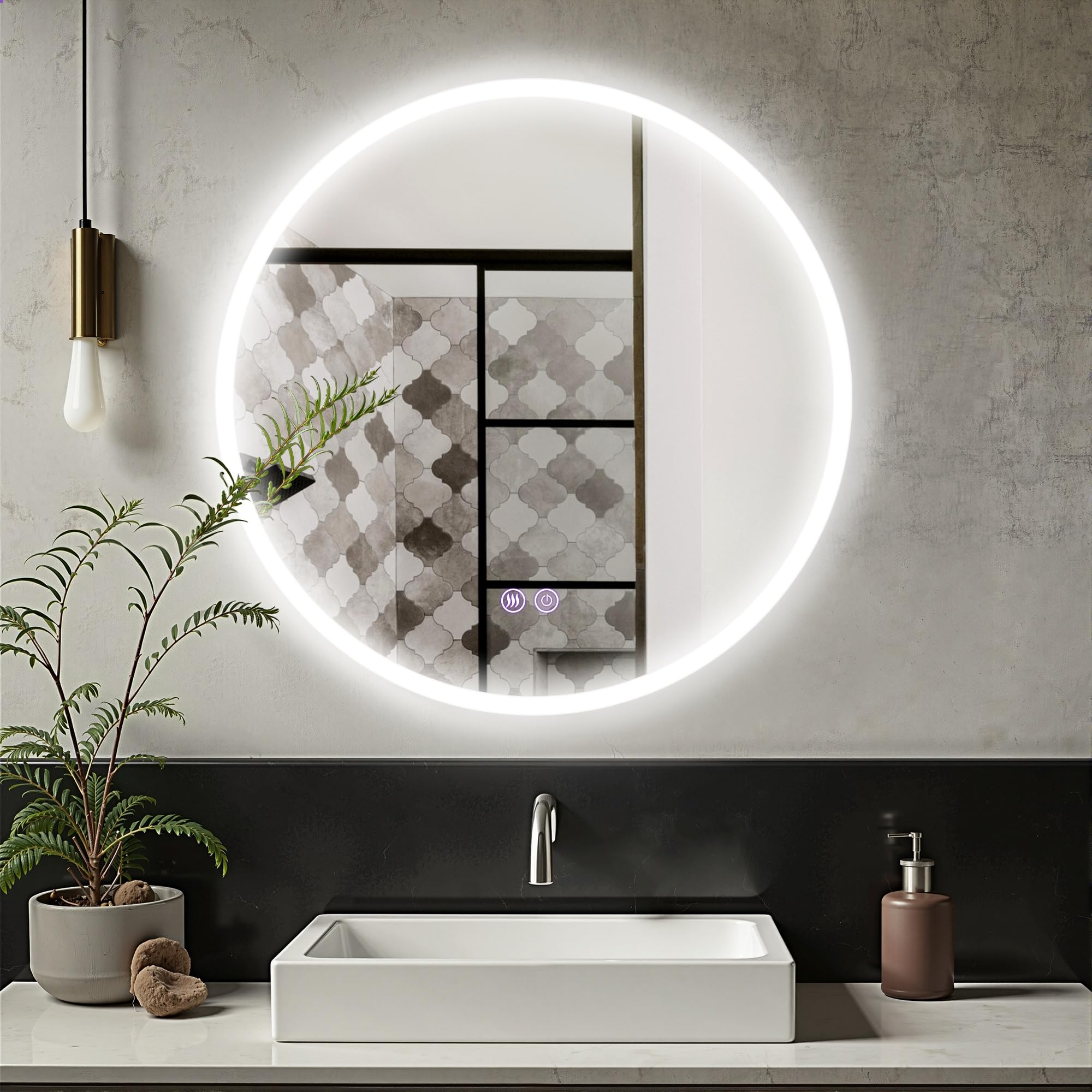 LEDミラー 60cm×60cm Amazon.co.jp: ミルオ君の鏡工房 LEDミラー 鏡 曇り止め 浴室鏡 ライト