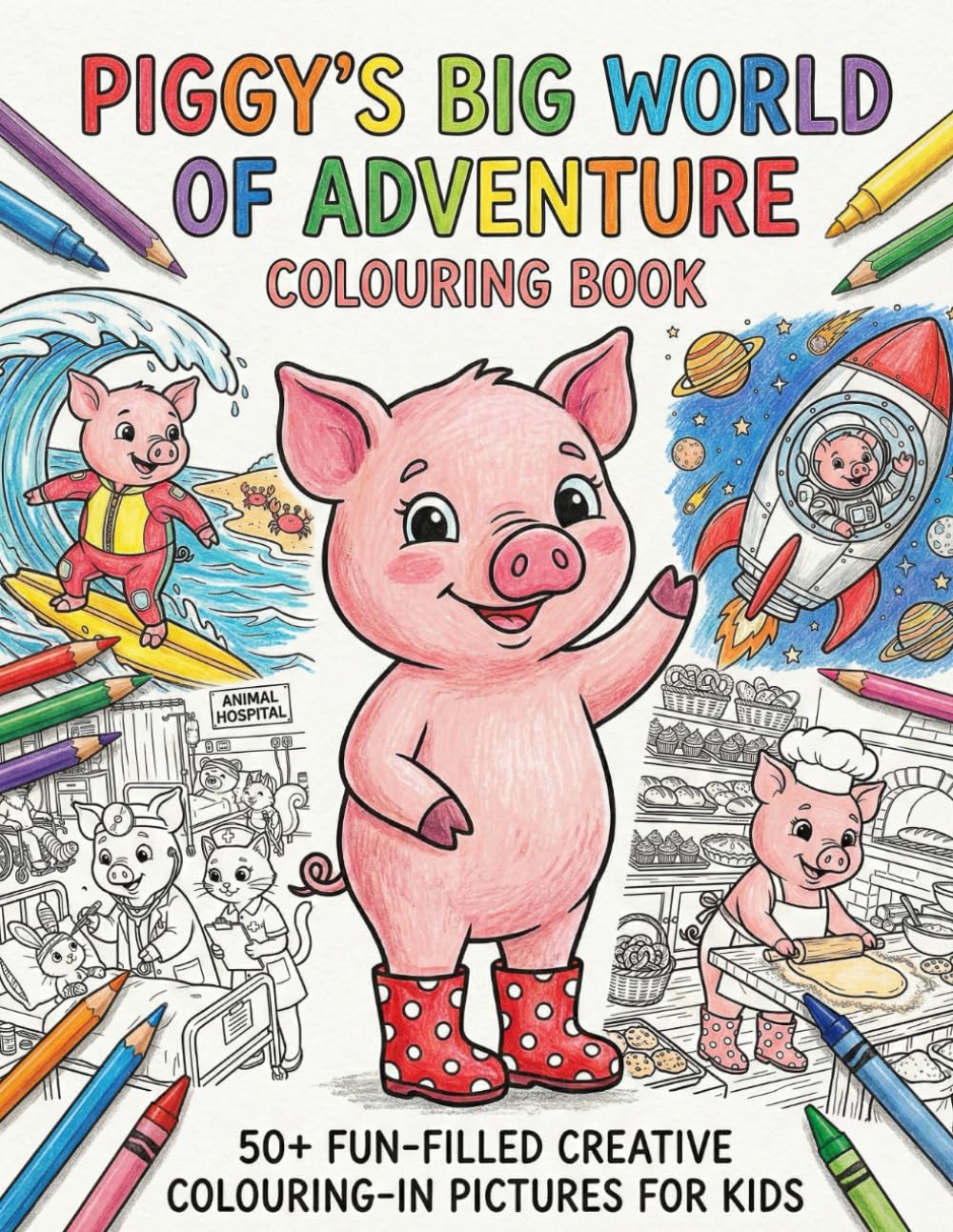 Piggy's Big World of Adventure Colouring Book: 50+ FUN-FILLED CREATIVE COLOURING-IN PICTURES FOR KIDS (The Happy Paws & Claws Colouring Collection, Big Books of Animal Fun)