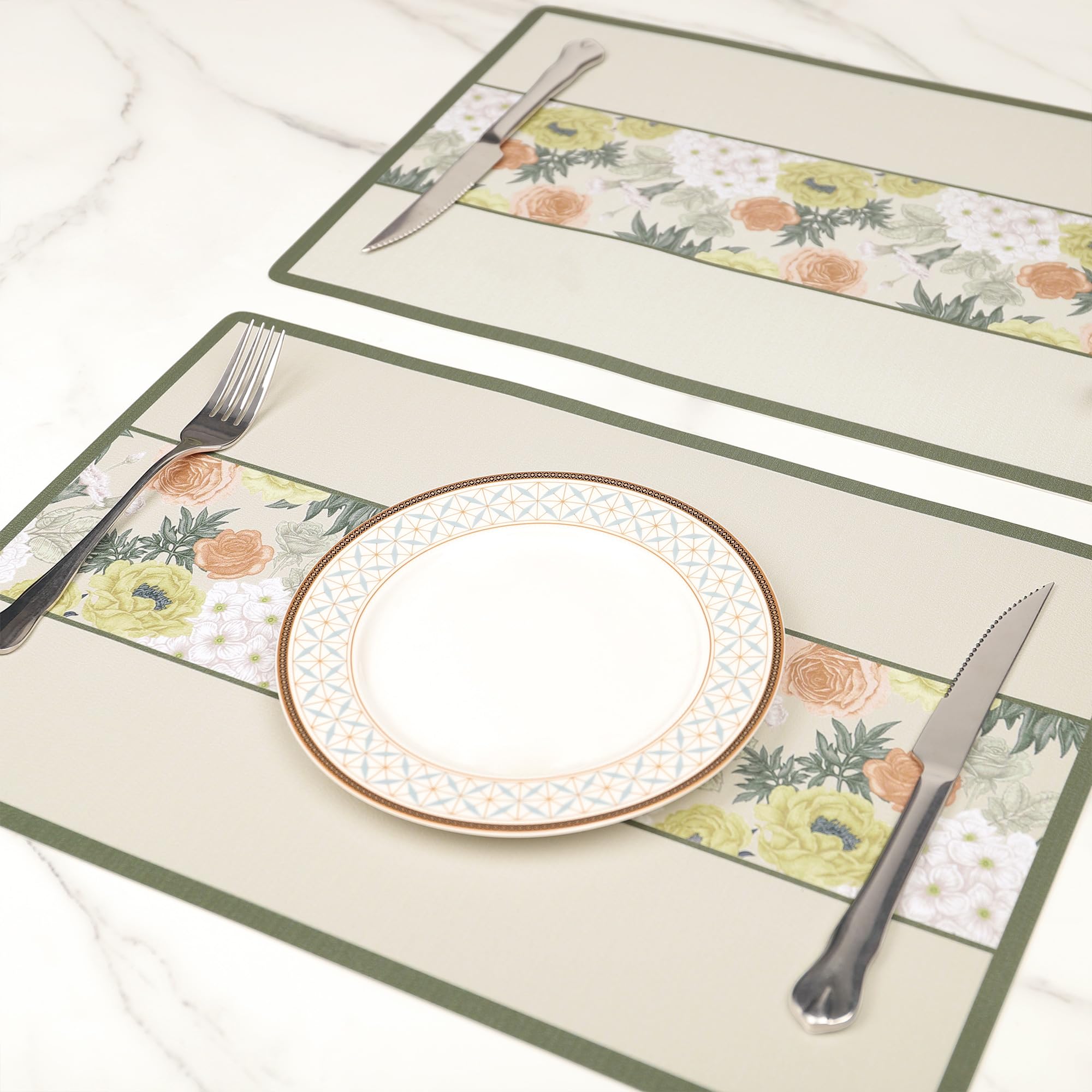 Fanquare Vintage Platzsets Aus Kunstleder – 4er Set, Hitzebeständig, Wasserdicht, 43x30 Cm