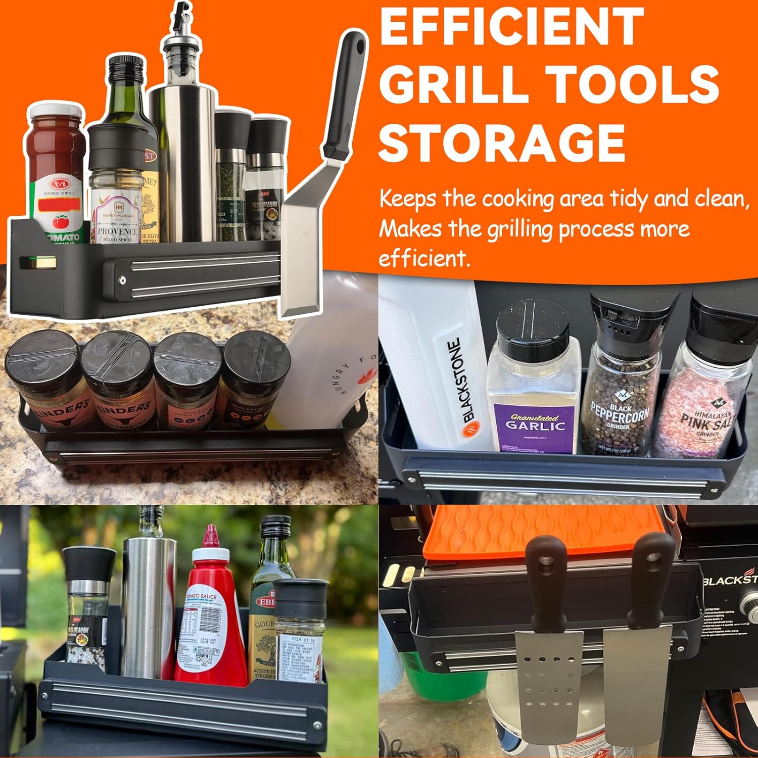 Strong Magnetic Grill Griddle Caddy for Blackstone, Heavy Duty Griddle Caddy Magnetic Holder, Space Saving Grill Organizer Accessories for Refrigerator Traeger Pit Boss Camp Chef Z Grills Smoker