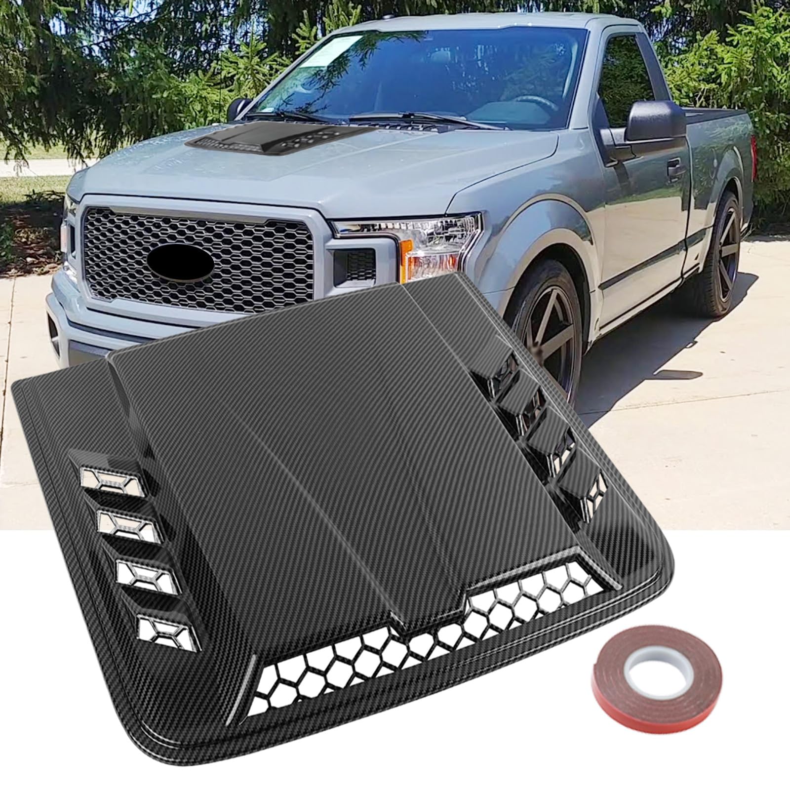 Universal Hood Air Vent,Car Hood Vents,Hood Vents for Trucks, Universal Hood Scoop for Cars,Suit for Colorado, Dodge Ram 1500 2500 3500,GMC Sierra(Carbon Fiber Pattern)