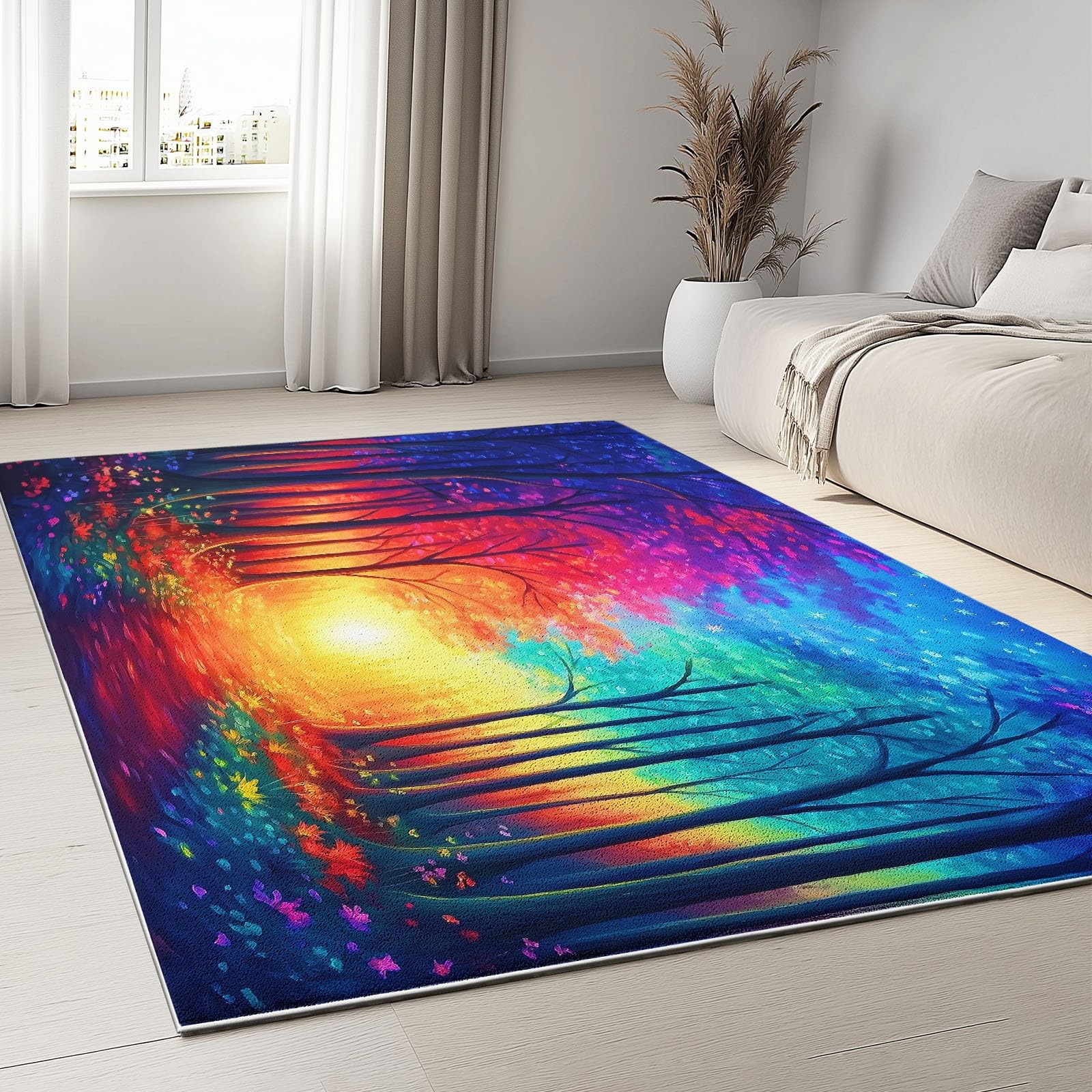Tapis moelleux forêt de rêve magie 120 x 180 cm aux finitions soignées pour chambre