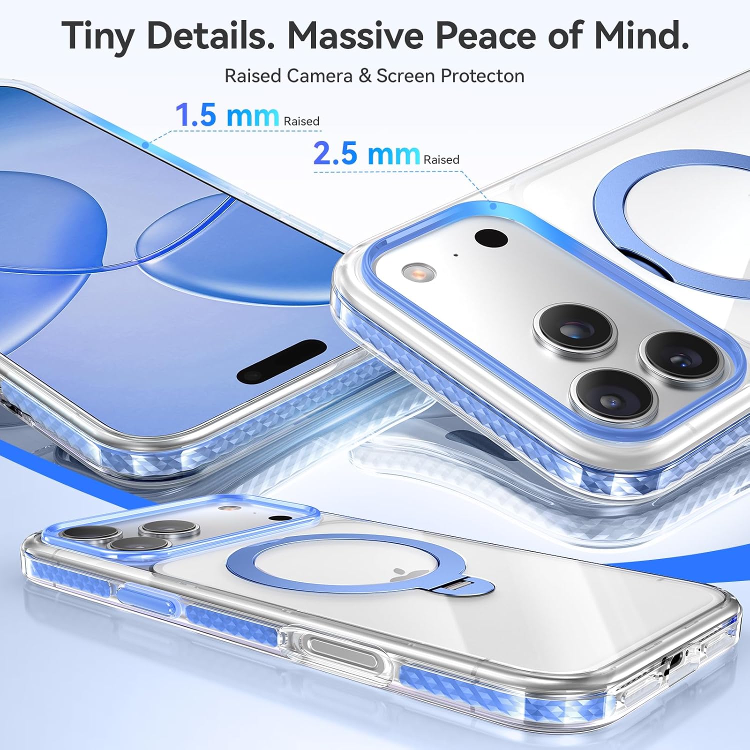 Summer Series 360 Spin Stand for iPhone 17 Pro Case (Compatible with MagSafe) [Military Drop Protection] Magnetic Clear Shockproof Protective for 17 Pro Phone Case 6.3'', Deep Blue