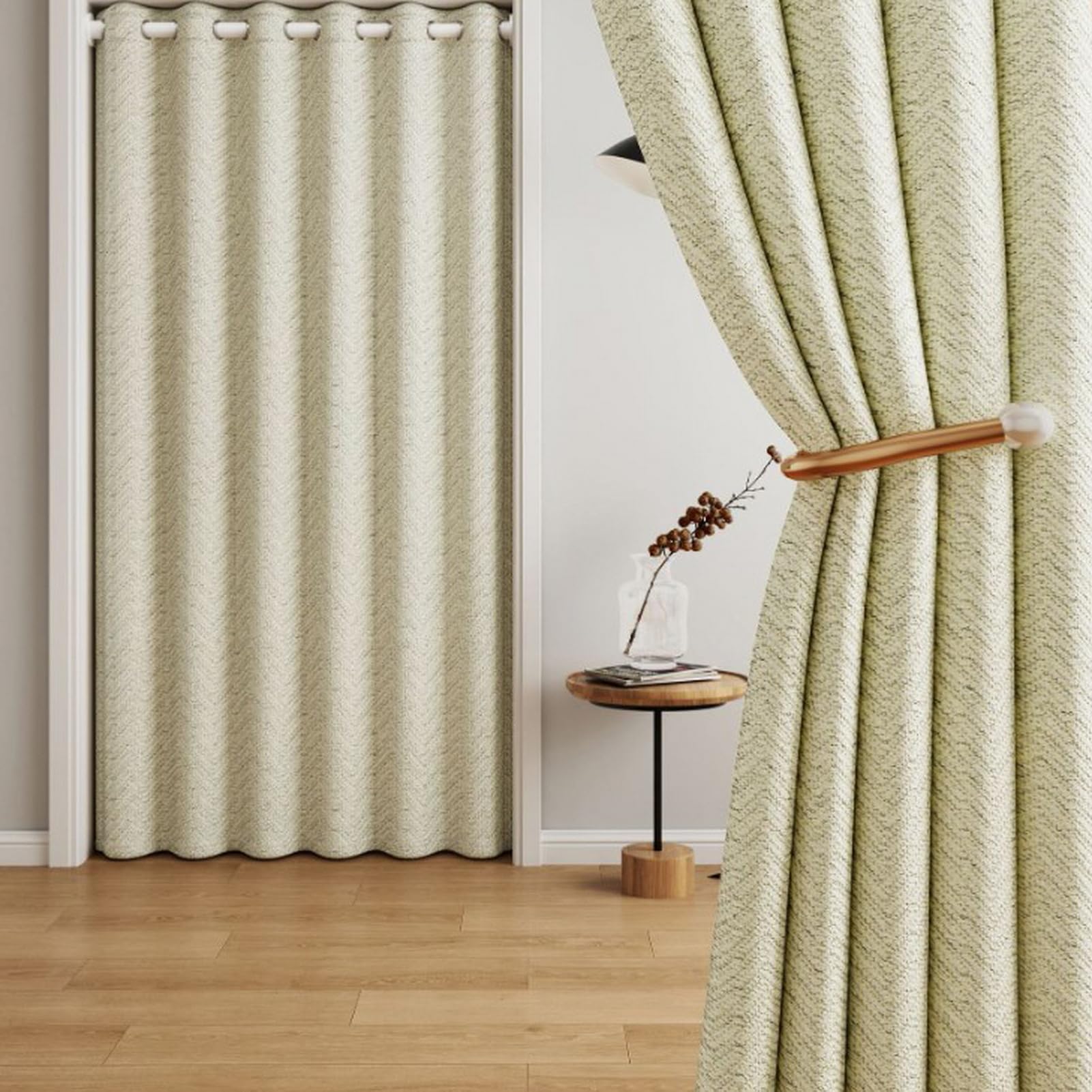 Khaki zasłona na drzwi do drzwi, prywatność, zaciemniająca, ścianka działowa do drzwi wejściowych/przesuwnych i szafy, 180 cm szer. x 270 cm, wszechstronna zasłona na patio i garderobę (1 szt.)