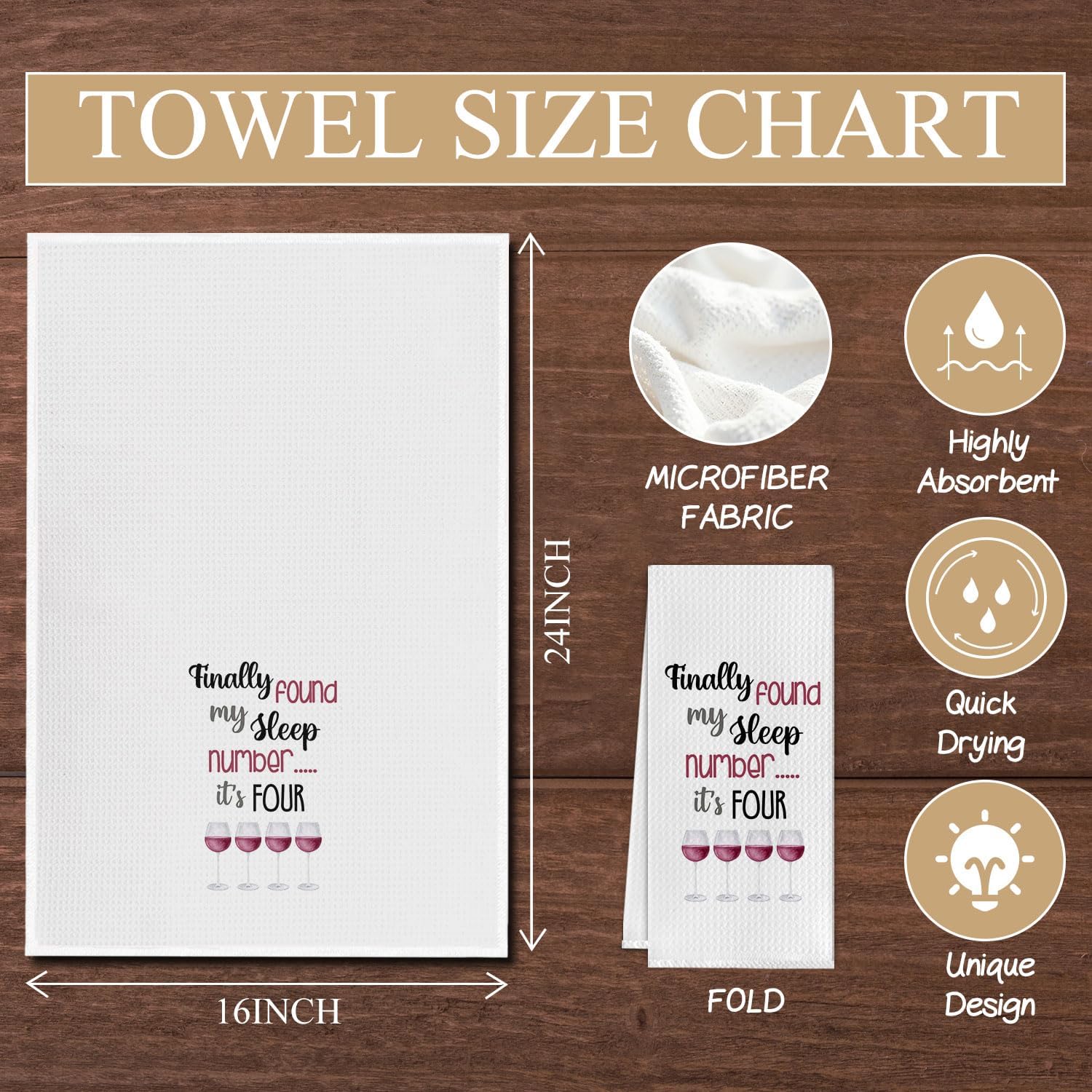 Funny Wine Kitchen Towels, Gifts for Wine Lovers Dish Tea Bar Towels for Kitchen Bar Cart Decor, Funny Alcohol Gifts Decorative Hand Towels, 16x24 Inch - Image 6