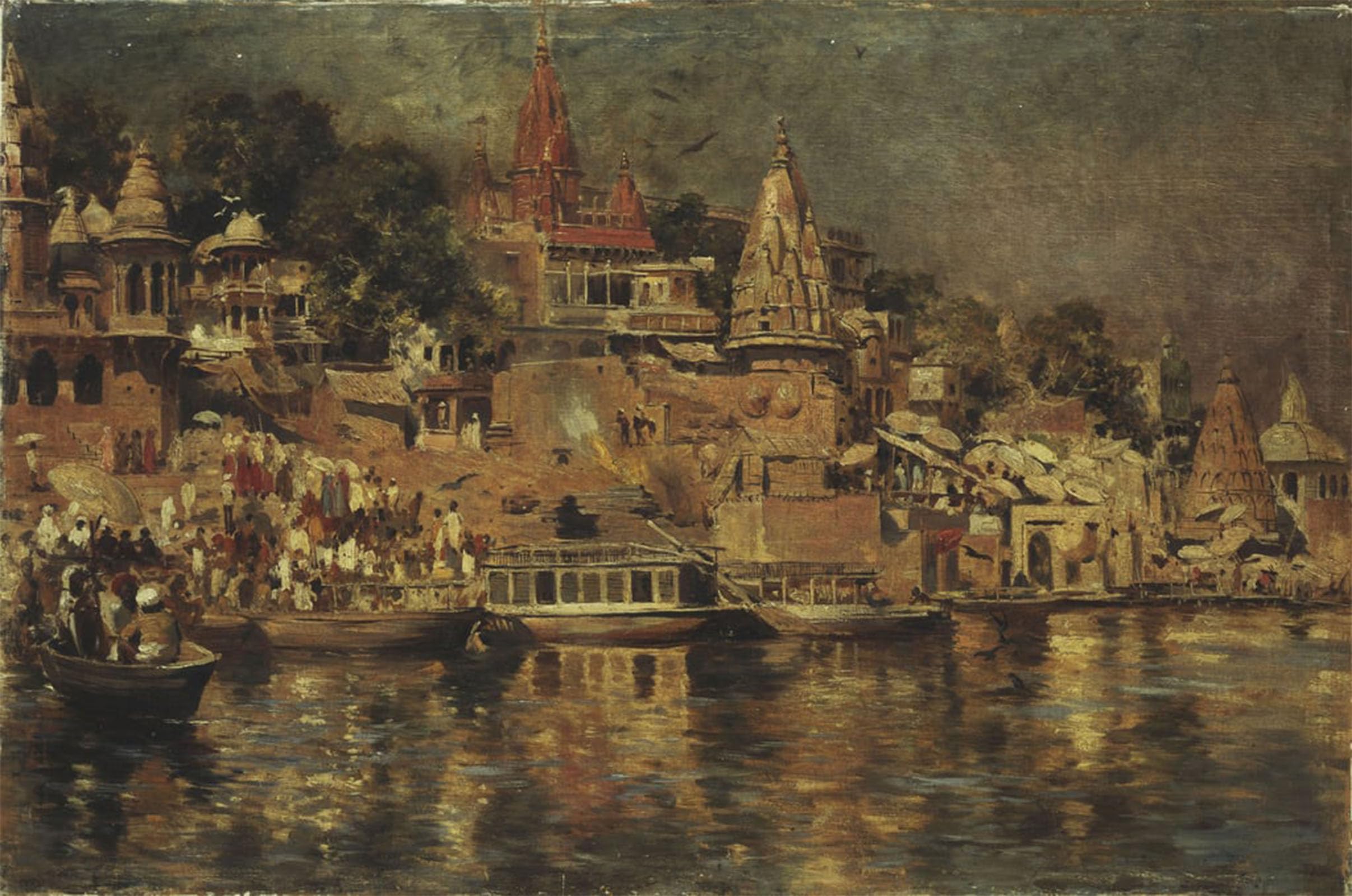 ARTXLXXBN Famous Painting Art Wall Decor Abstract Art Picture View of the Ghats At Benares by Edwin Lord Weeks Animal Pictures for Home Decor 60x90cm