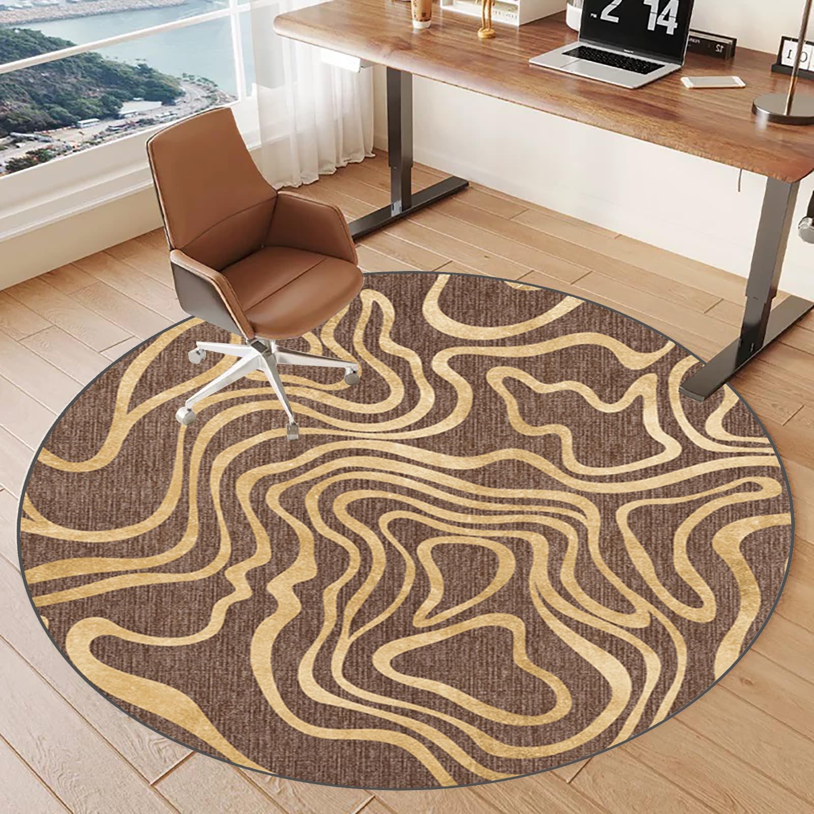 Rund Schreibtischstuhl Unterlage, Bürostuhl Matte, Bodenschutzmatte Bürostuhlunterlage Gaming Teppich, Bodenschutz Bürostuhl Teppichschoner für Hartböden, Parkett, Laminat, Teppichboden 110 cm