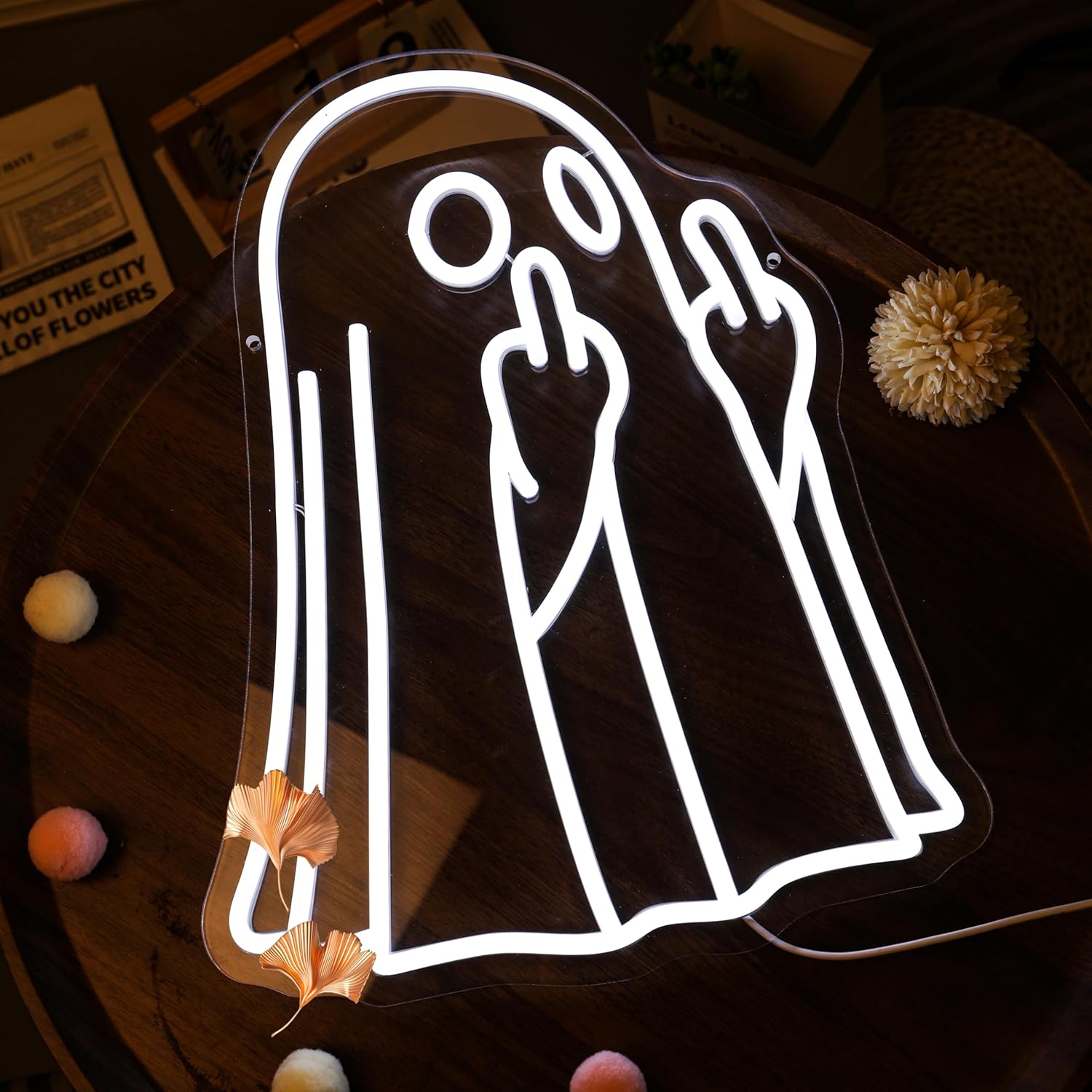 Ghost Halloween Neon Light Sign Spooky Middle Finger LED Lights for Halloween Party Decorations Bedroom Living Room Home Kids Room Man cave Bar Pub Cafe - Image 6
