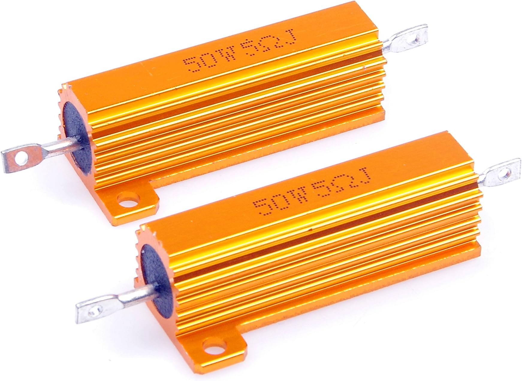 50 Watt 5 Ohm 5% Wirewound Resistor Electronic Aluminium Shell Resistors Gold (Pack of 2)