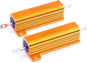 50 Watt 5 Ohm 5% Wirewound Resistor Electronic Aluminium Shell Resistors Gold Pack of 2