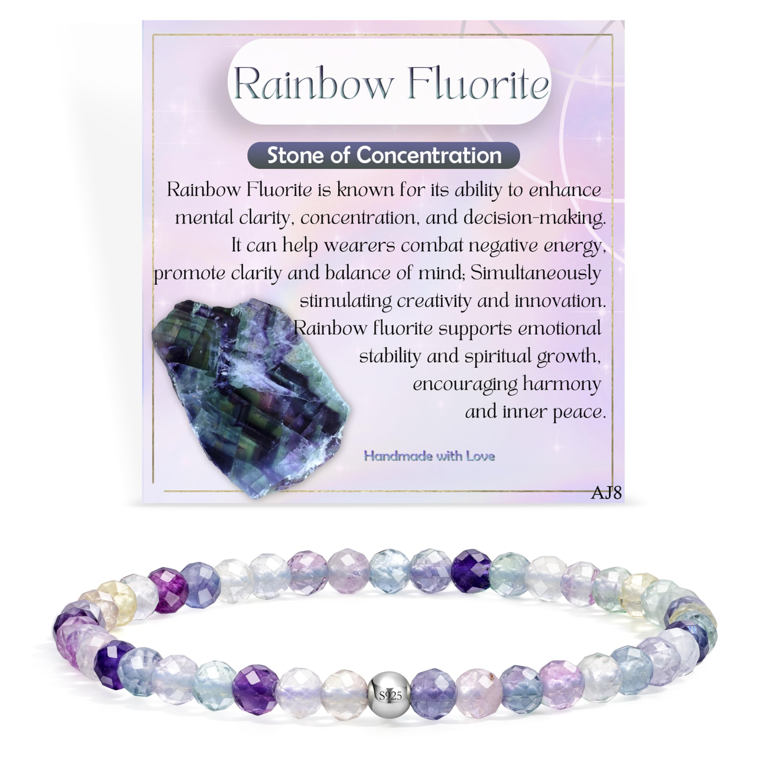 Farfume 4mm Bracciali di Perline per Donne, Bracciale di Cristallo in Argento Sterling 925, Gioielli di Pietra Naturale, Regali di Braccialetti Elastico Chakra