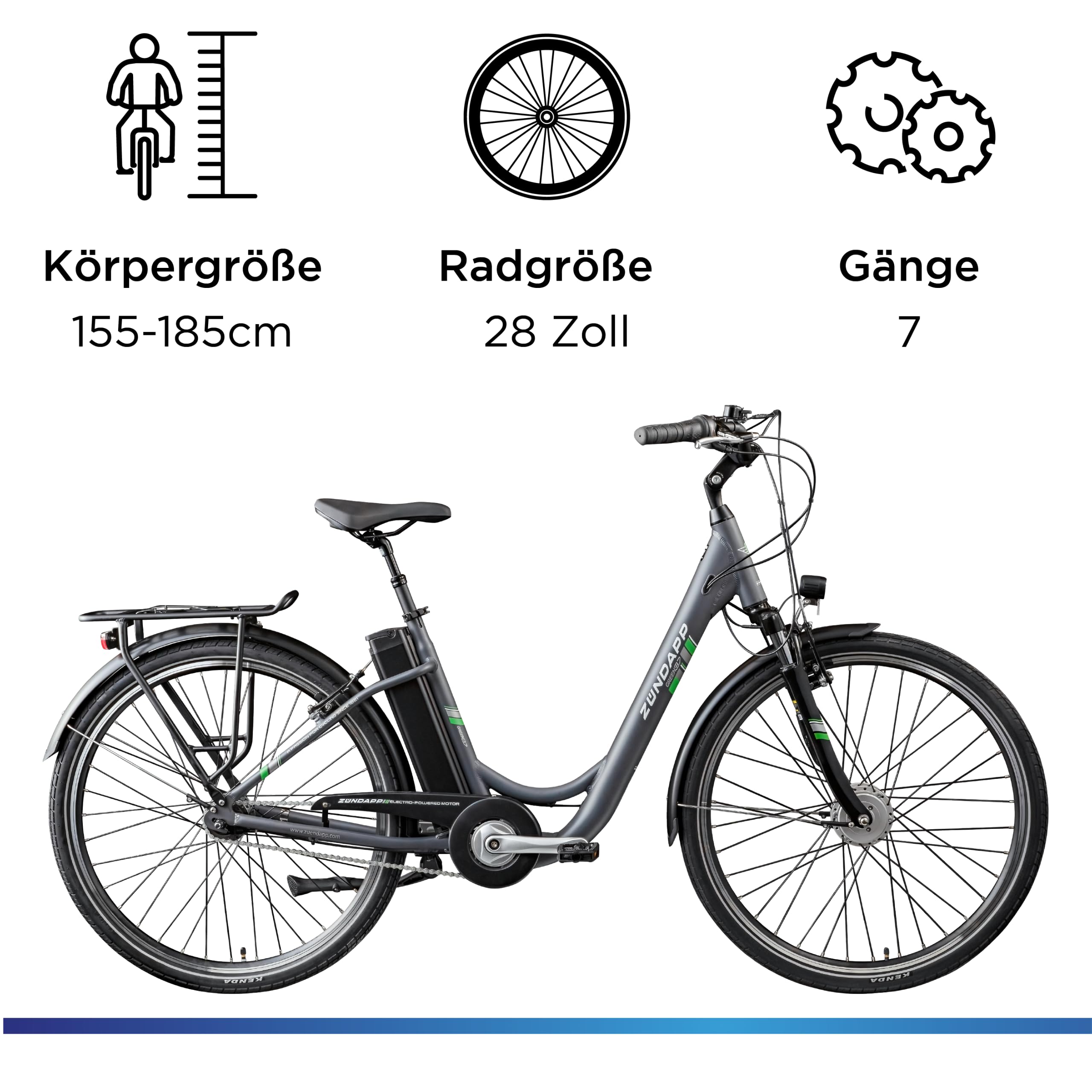 Zündapp Green 3.7 E Bike, Women's 28 Inch Electric Bicycle, City Bike Pedelec Bicycle, Women's Bicycle, Dutch Bike, grey, 48 cm
